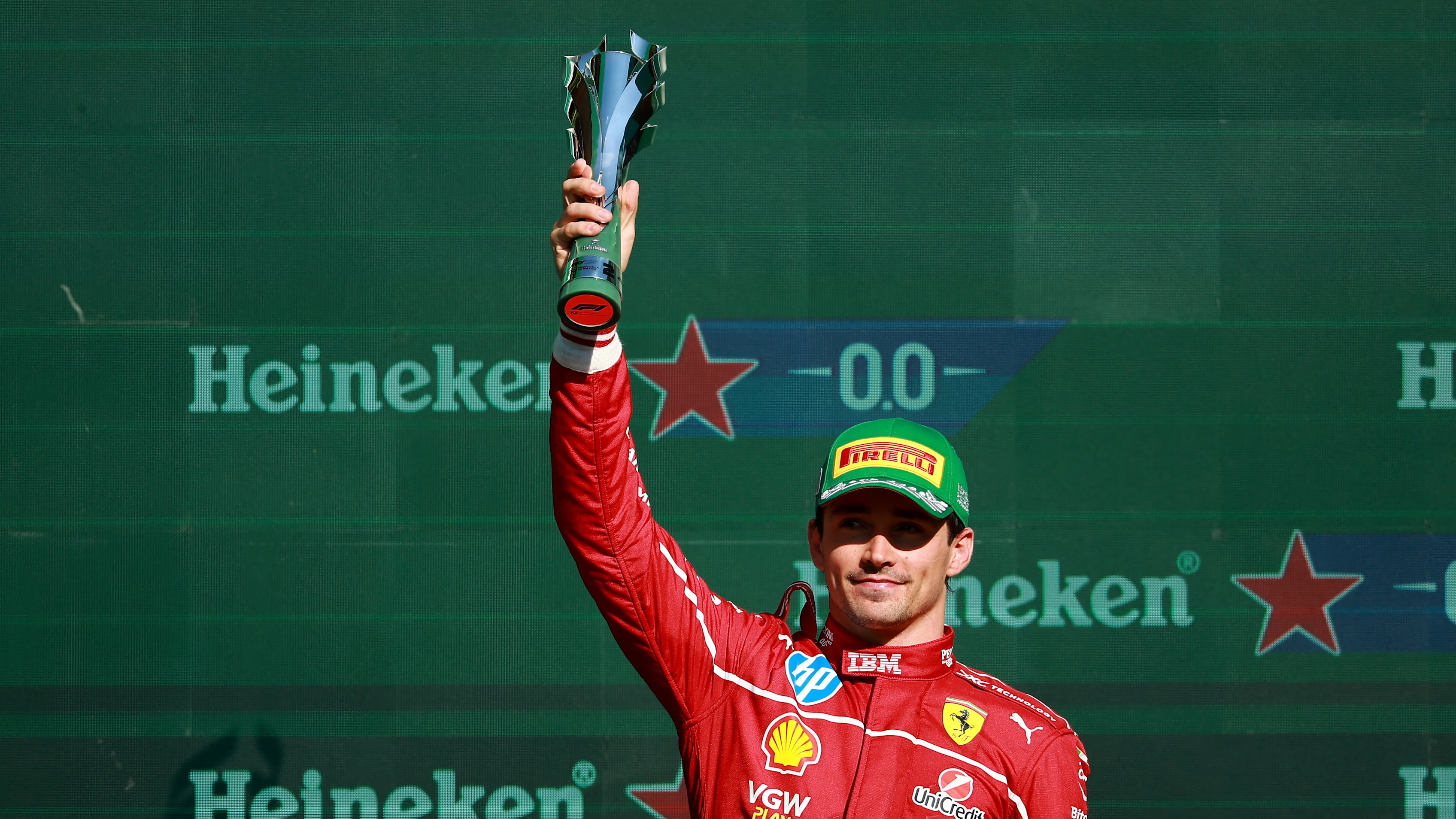 MEXICO CITY, MEXICO - OCTOBER 26: Second placed Charles Leclerc of Monaco and Scuderia Ferrari