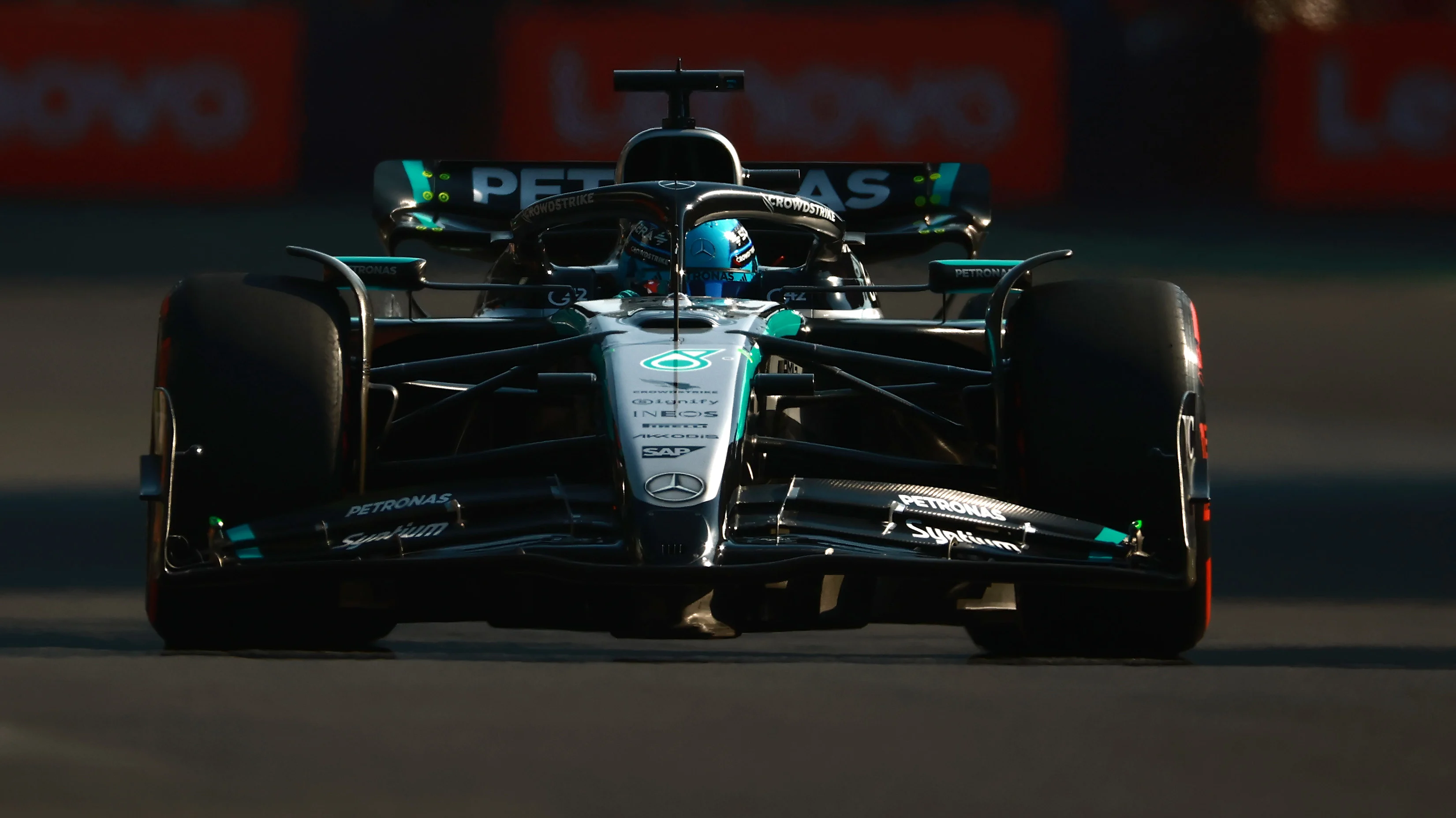 MEXICO CITY, MEXICO - OCTOBER 25: George Russell of Great Britain driving the (63) Mercedes AMG Petronas F1 Team W16 on track during qualifying ahead of the F1 Grand Prix of Mexico at Autodromo Hermanos Rodriguez on October 25, 2025 in Mexico City, Mexico. (Photo by Hector Vivas/Getty Images)