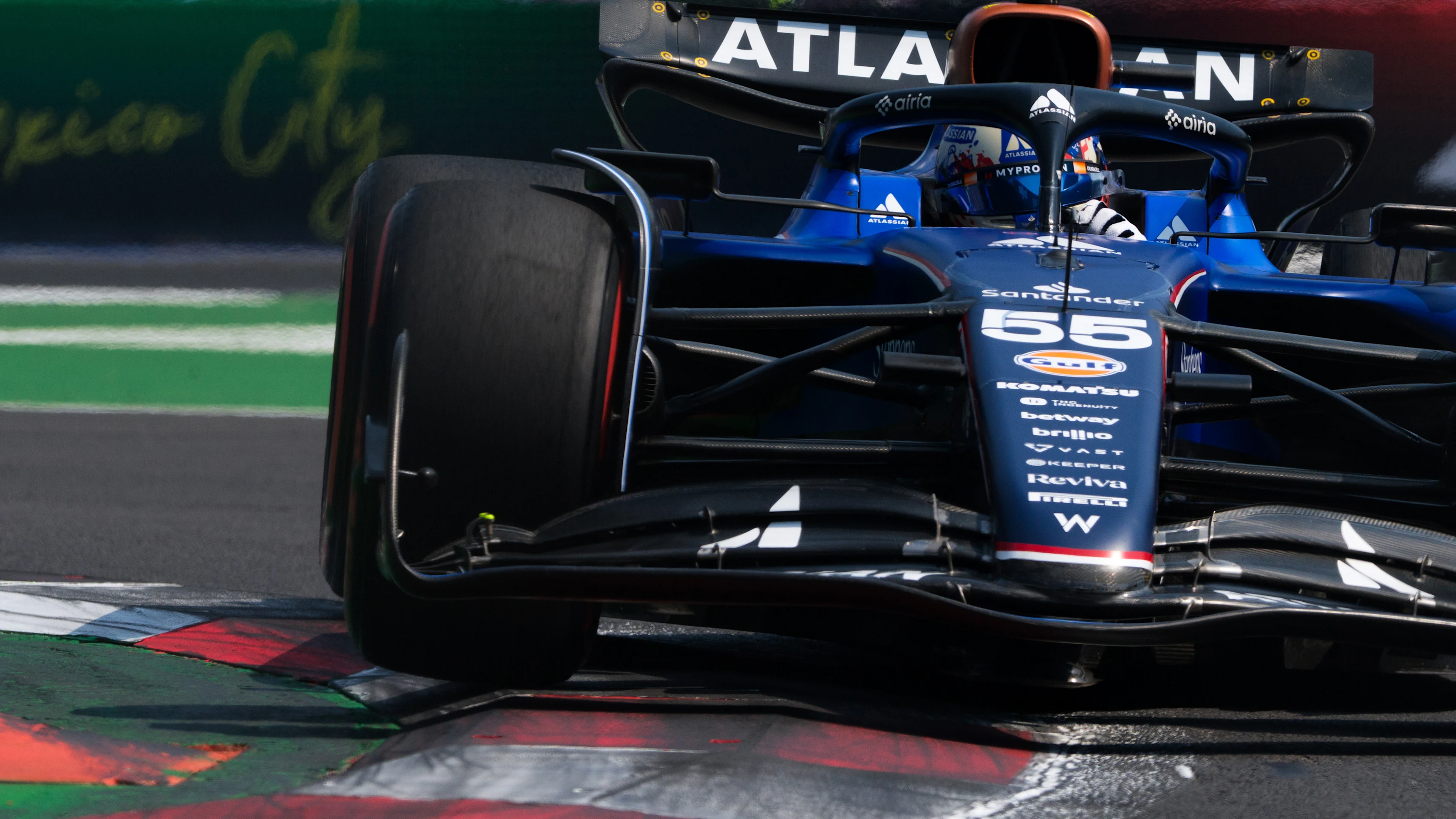 MEXICO CITY, MEXICO - OCTOBER 25: Carlos Sainz of Spain driving the (55) Williams FW47 Mercedes on track during final practice ahead of the F1 Grand Prix of Mexico at Autodromo Hermanos Rodriguez on October 25, 2025 in Mexico City, Mexico. (Photo by Rudy Carezzevoli/Getty Images)