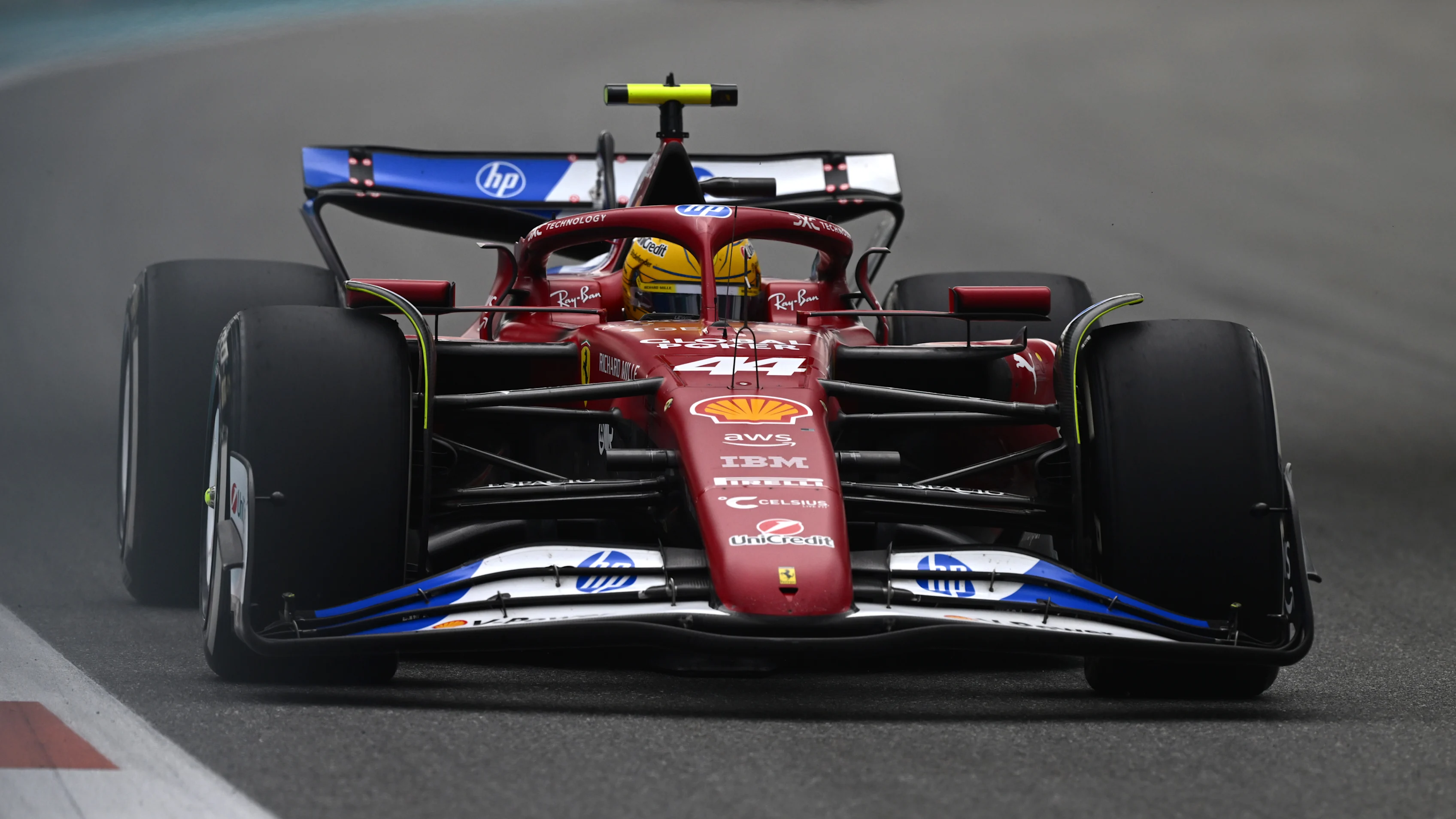 MIAMI, FLORIDA - MAY 04: Lewis Hamilton of Great Britain driving the (44) Scuderia Ferrari SF-25 on