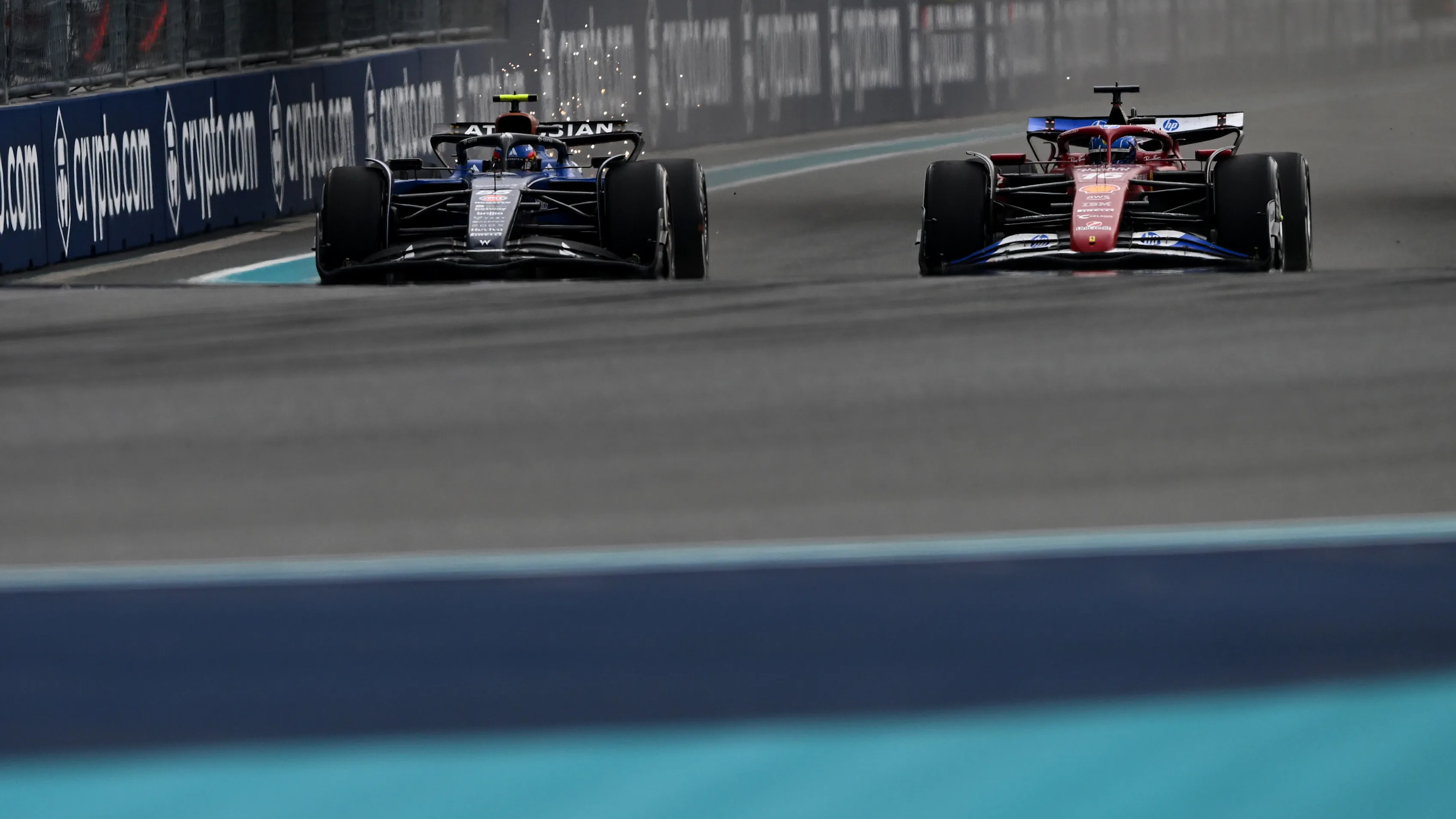 MIAMI, FLORIDA - MAY 04: Carlos Sainz of Spain driving the (55) Williams FW47 Mercedes and Charles