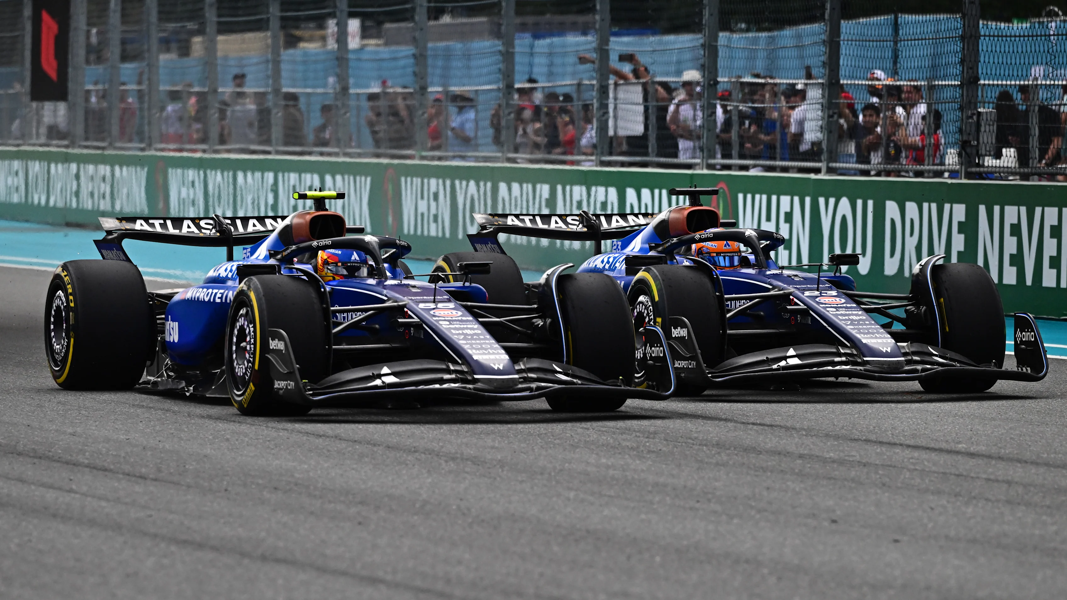 MIAMI, FLORIDA - MAY 04: Carlos Sainz of Spain driving the (55) Williams FW47 Mercedes and