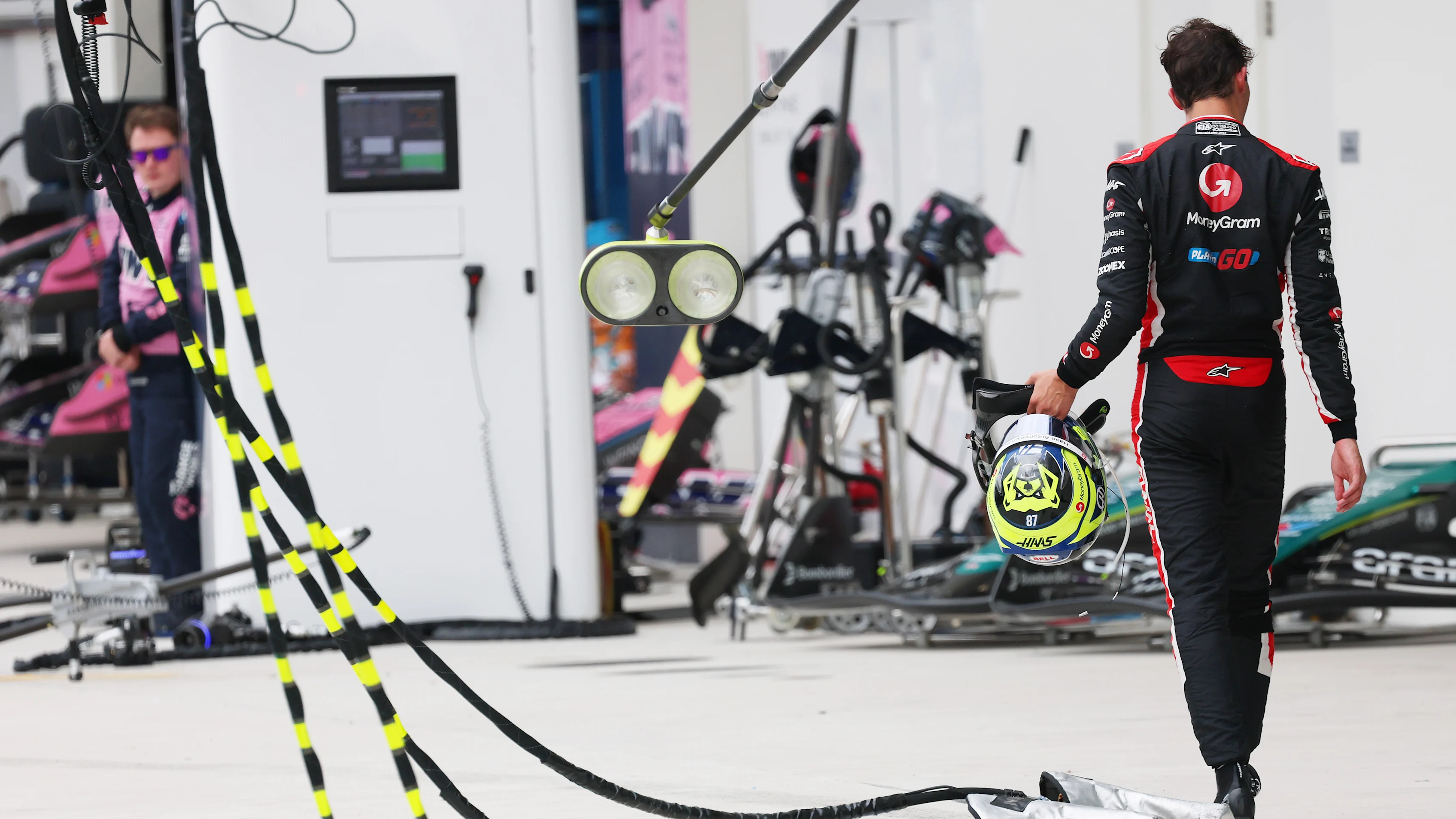 MIAMI, FLORIDA - MAY 04: Oliver Bearman of Great Britain and Haas F1 in the Pitlane during the F1