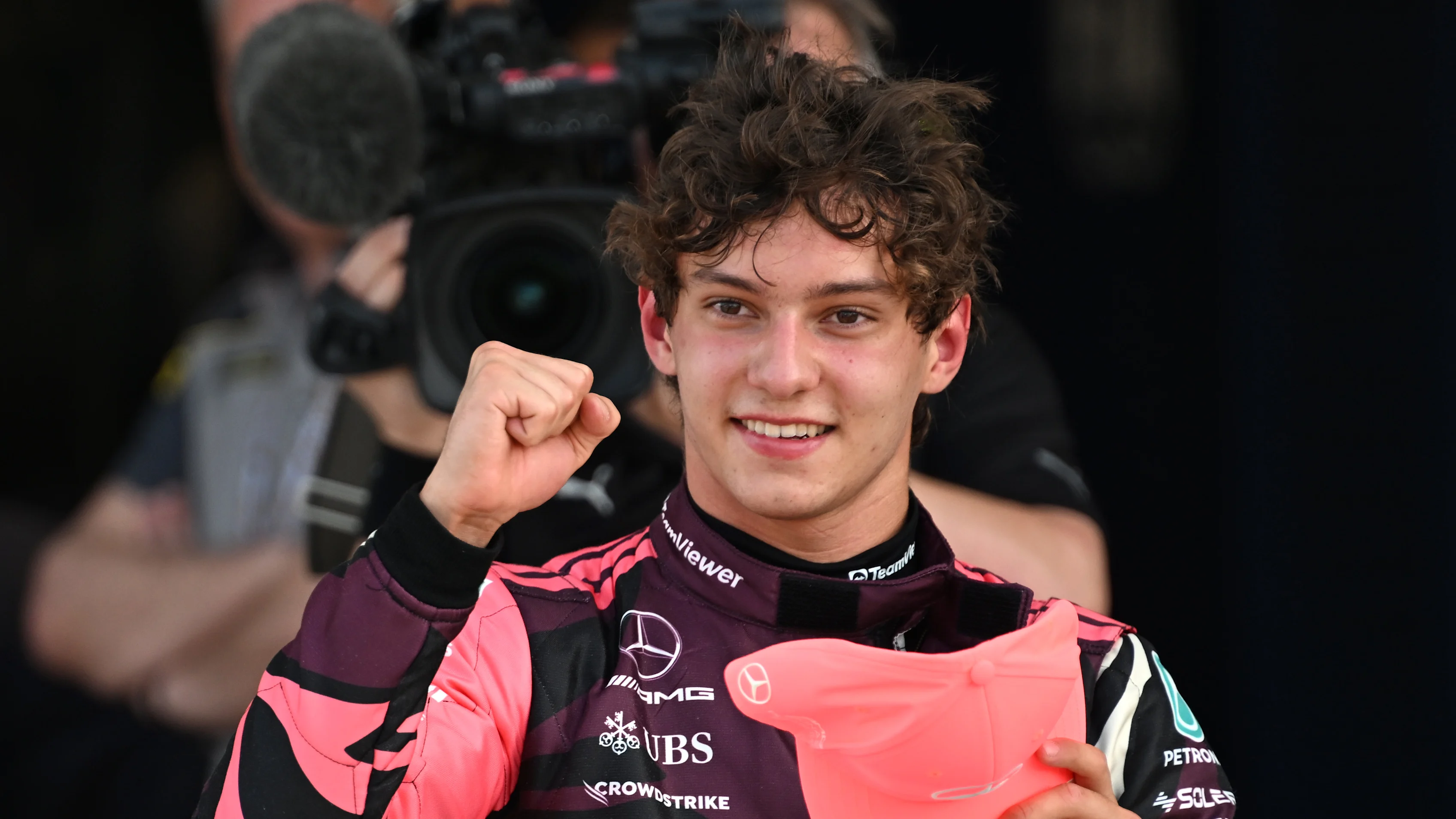 MIAMI, FLORIDA - MAY 02: Sprint Pole qualifier Andrea Kimi Antonelli of Italy and Mercedes AMG