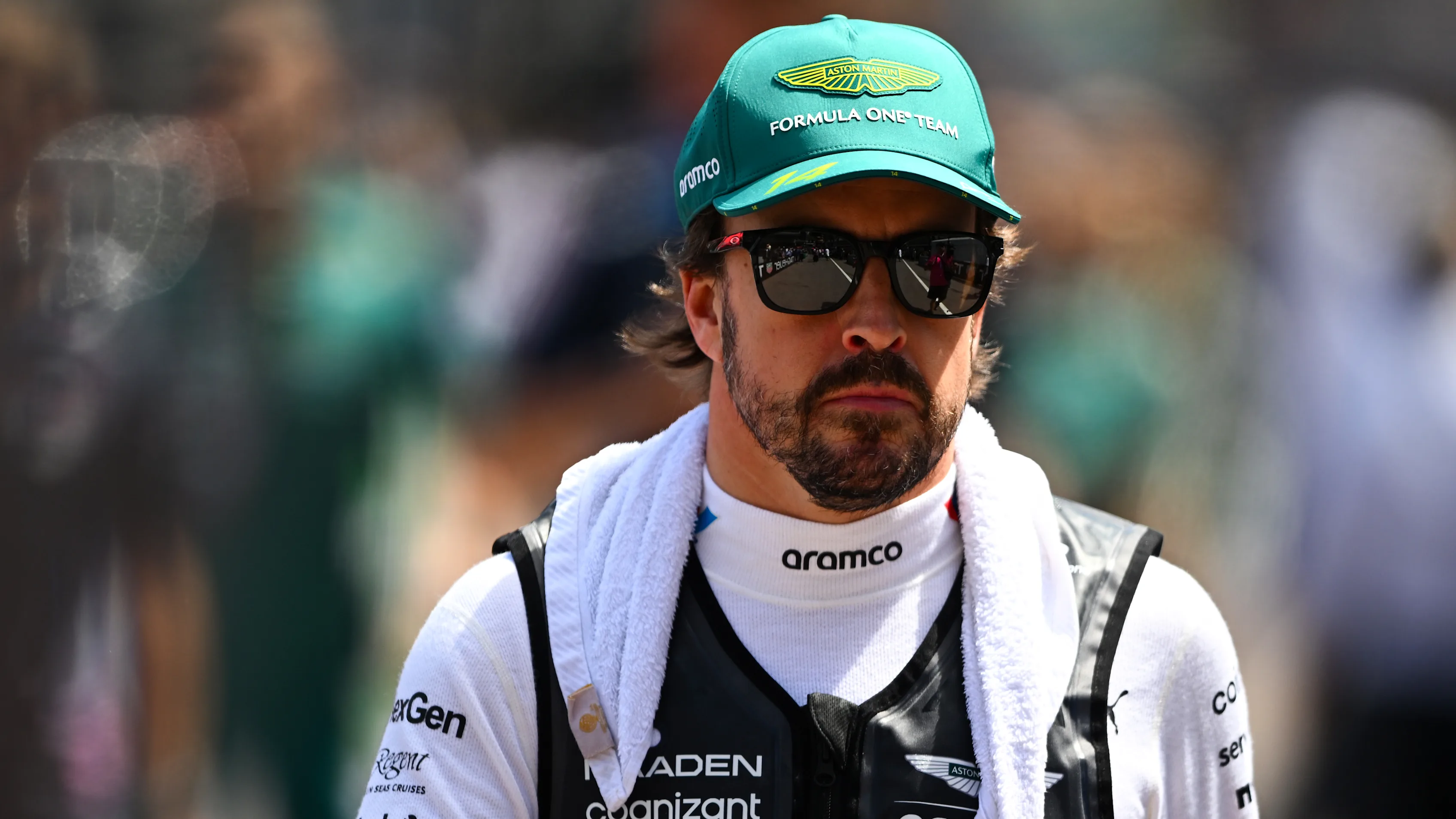 MONTE-CARLO, MONACO - MAY 25: Fernando Alonso of Spain and Aston Martin F1 Team looks on during the