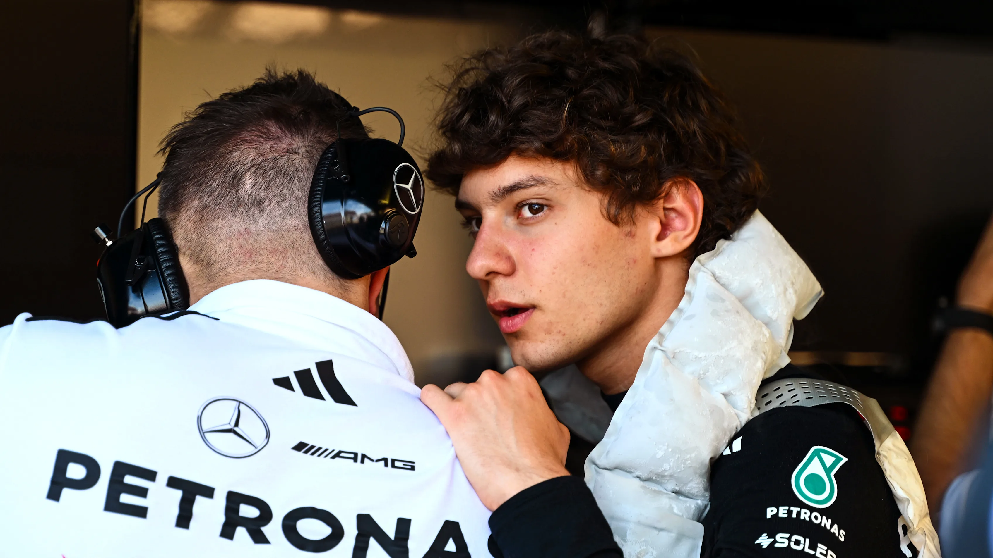 MONTE-CARLO, MONACO - MAY 25: Andrea Kimi Antonelli of Italy and Mercedes AMG Petronas F1 Team with