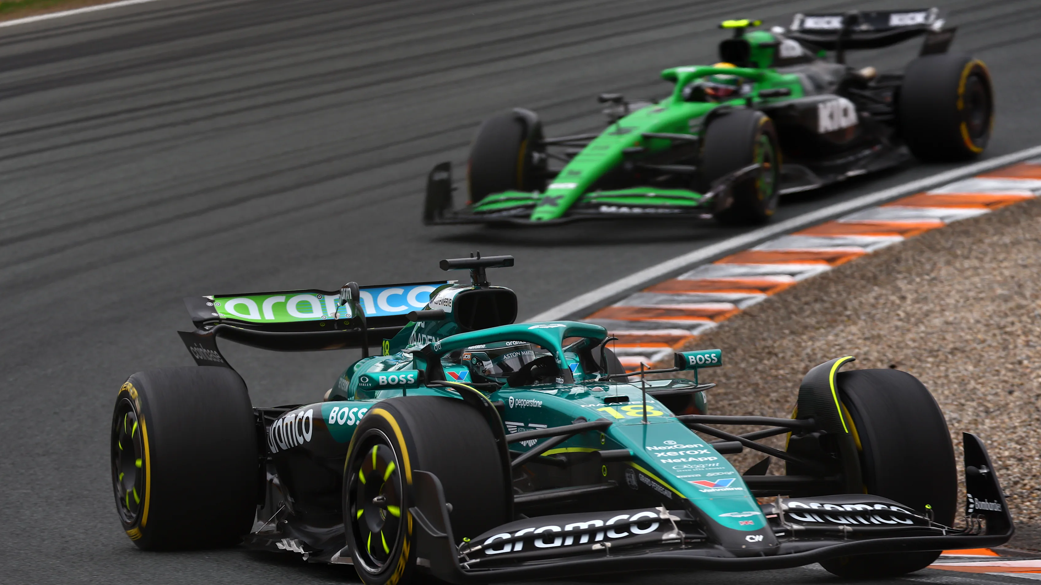 ZANDVOORT, NETHERLANDS - AUGUST 31: Lance Stroll of Canada driving the (18) Aston Martin F1 Team