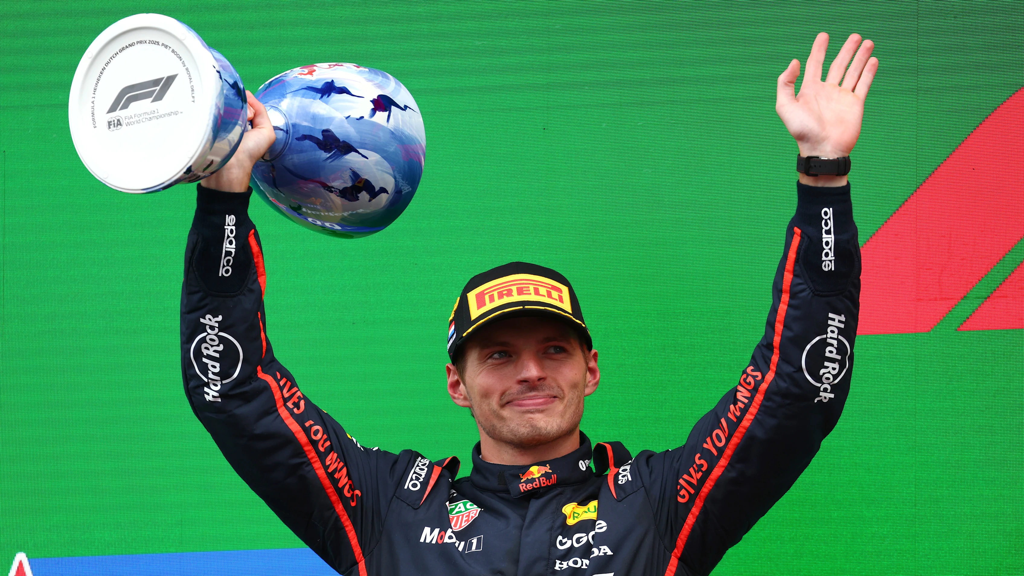 ZANDVOORT, NETHERLANDS - AUGUST 31: Second placed Max Verstappen of the Netherlands and Oracle Red