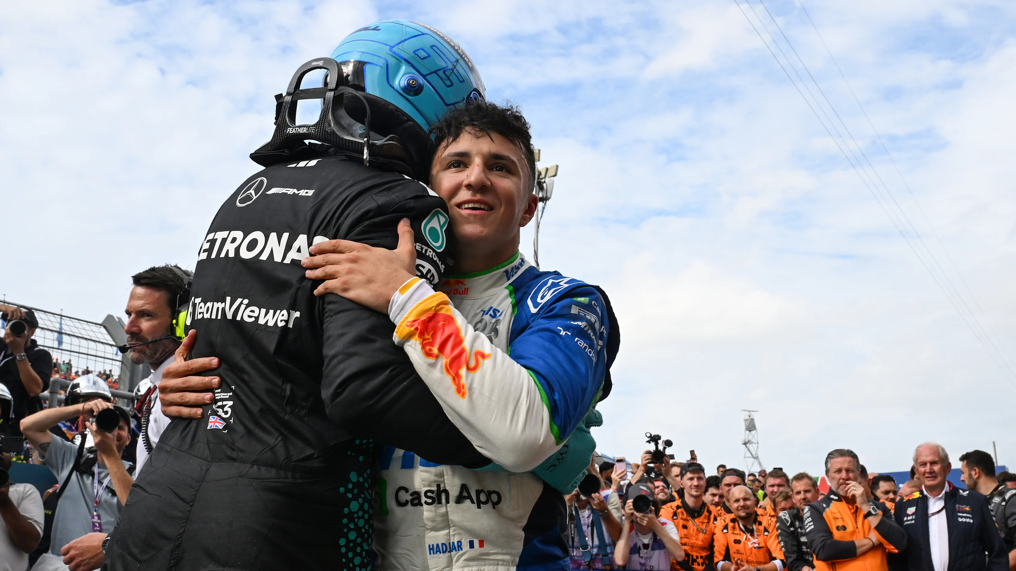 ZANDVOORT, NETHERLANDS - AUGUST 31: Fourth placed George Russell of Great Britain and Mercedes AMG