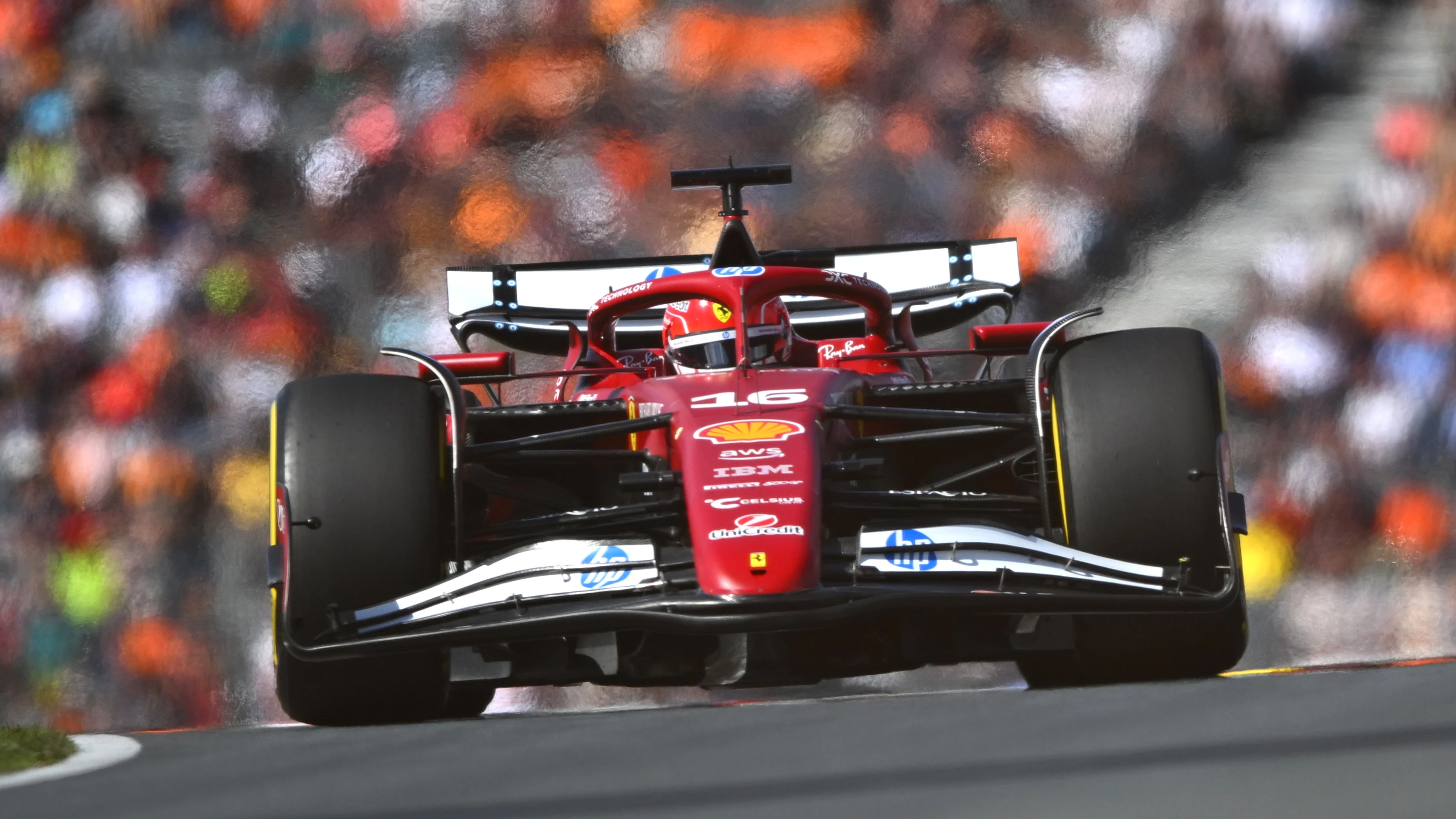ZANDVOORT, NETHERLANDS - AUGUST 30: Charles Leclerc of Monaco driving the (16) Scuderia Ferrari SF-25 on track during final practice ahead of the F1 Grand Prix of Netherlands at Circuit Zandvoort on August 30, 2025 in Zandvoort, Netherlands. (Photo by Rudy Carezzevoli/Getty Images)