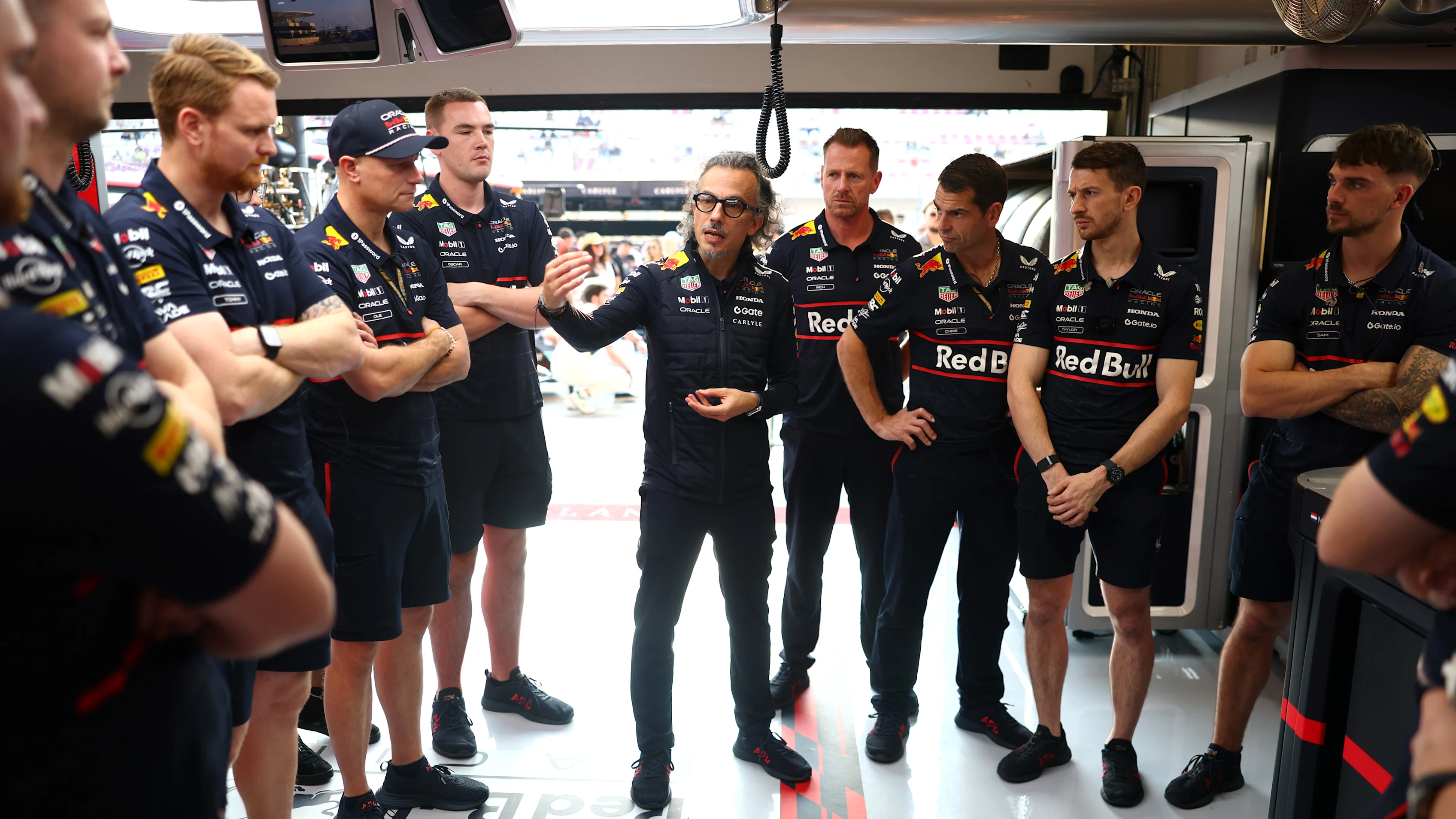LUSAIL CITY, QATAR - NOVEMBER 28: Laurent Mekies, Team Principal of Oracle Red Bull Racing holds a