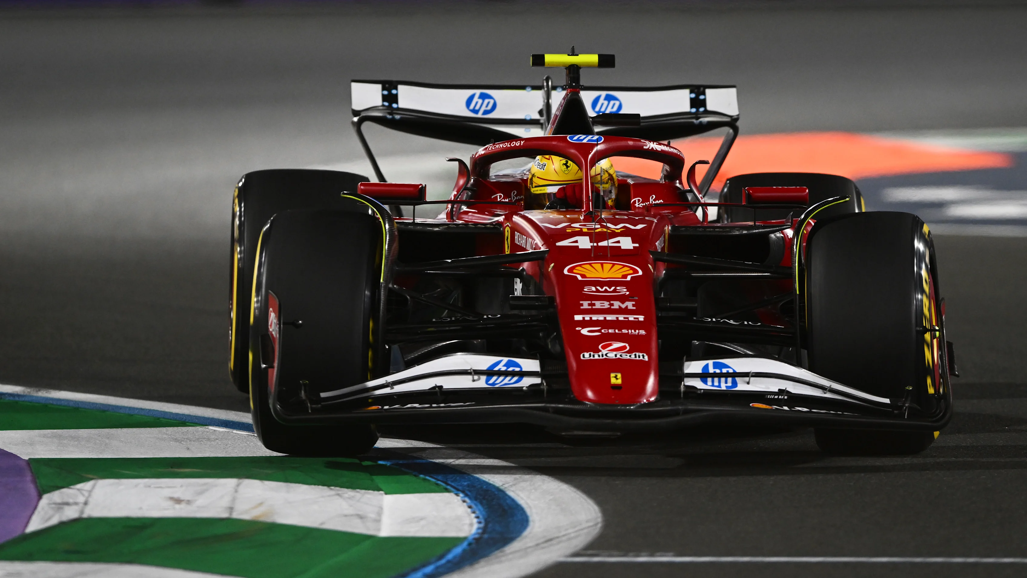 JEDDAH, SAUDI ARABIA - APRIL 20: Lewis Hamilton of Great Britain driving the (44) Scuderia Ferrari