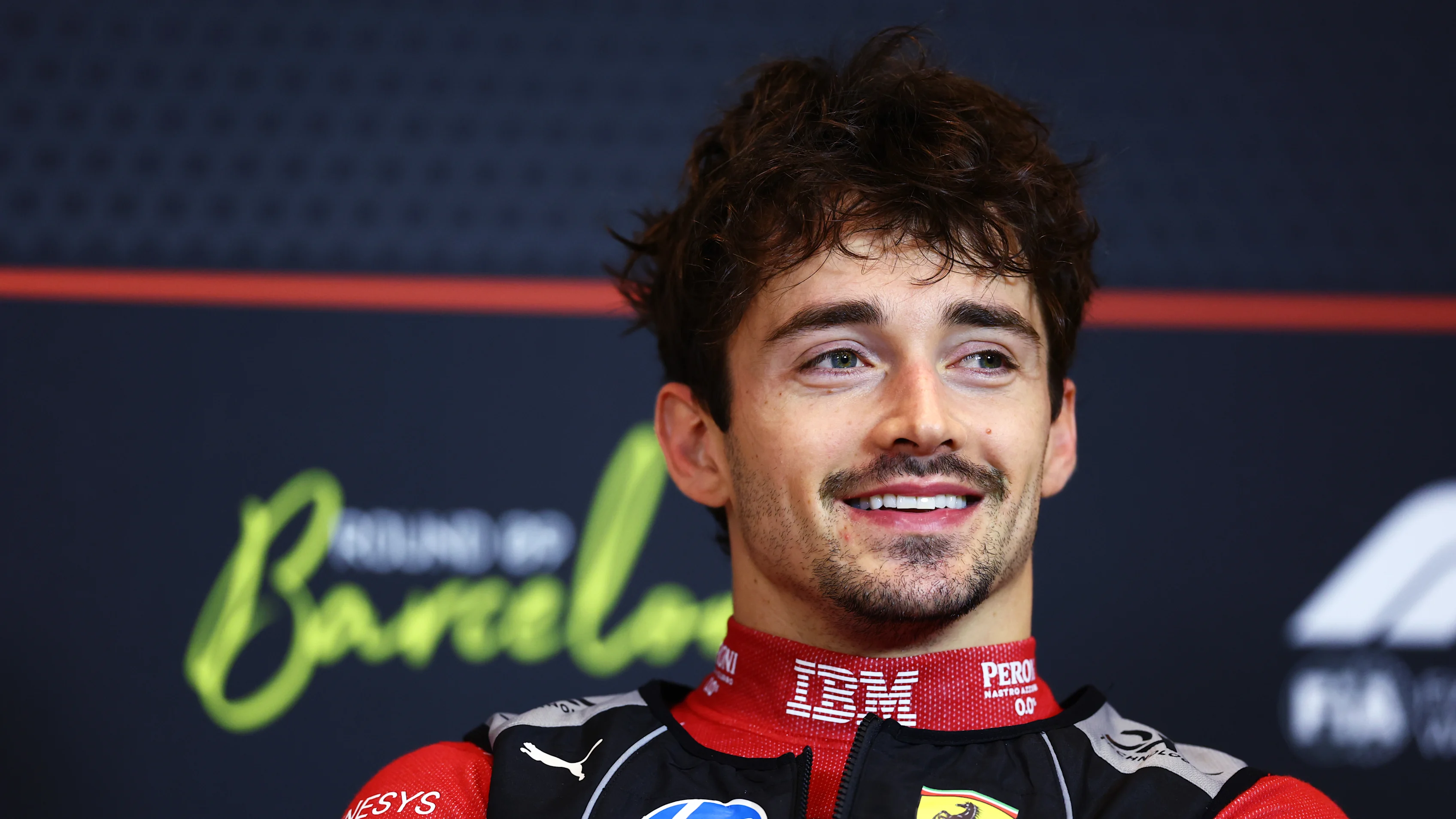 BARCELONA, SPAIN - JUNE 01: Third placed Charles Leclerc of Monaco and Scuderia Ferrari in the