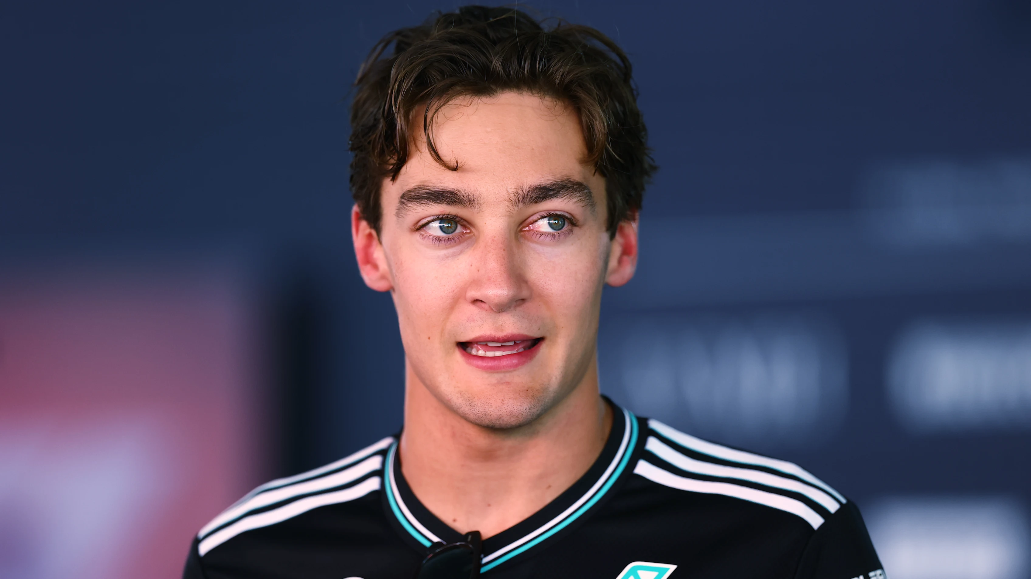 BARCELONA, SPAIN - MAY 30: George Russell of Great Britain and Mercedes AMG Petronas F1 Team looks