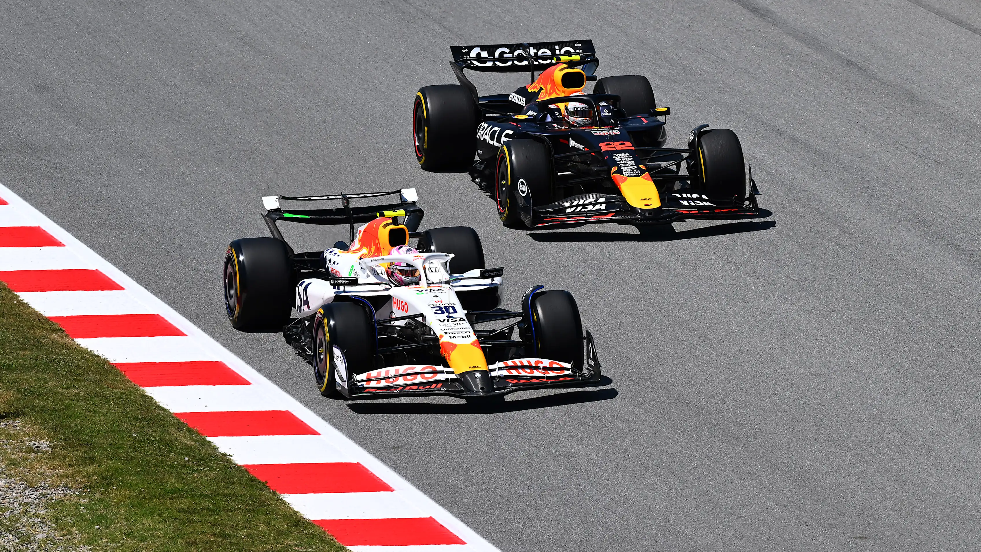 BARCELONA, SPAIN - MAY 31: Liam Lawson of New Zealand driving the (30) Visa Cash App Racing Bulls