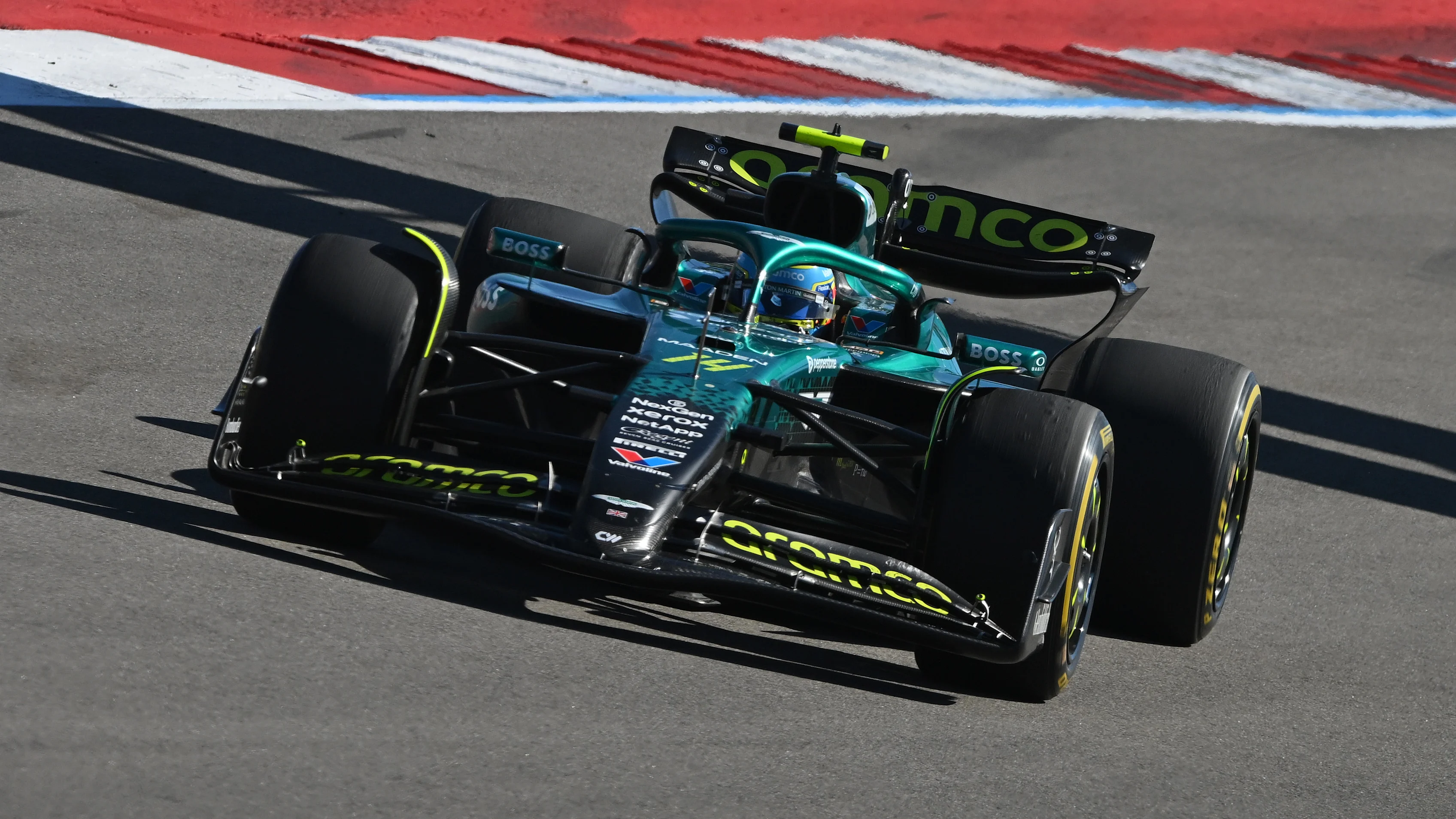 AUSTIN, TEXAS - OCTOBER 18: Tenth placed qualifier Fernando Alonso of Spain and Aston Martin F1