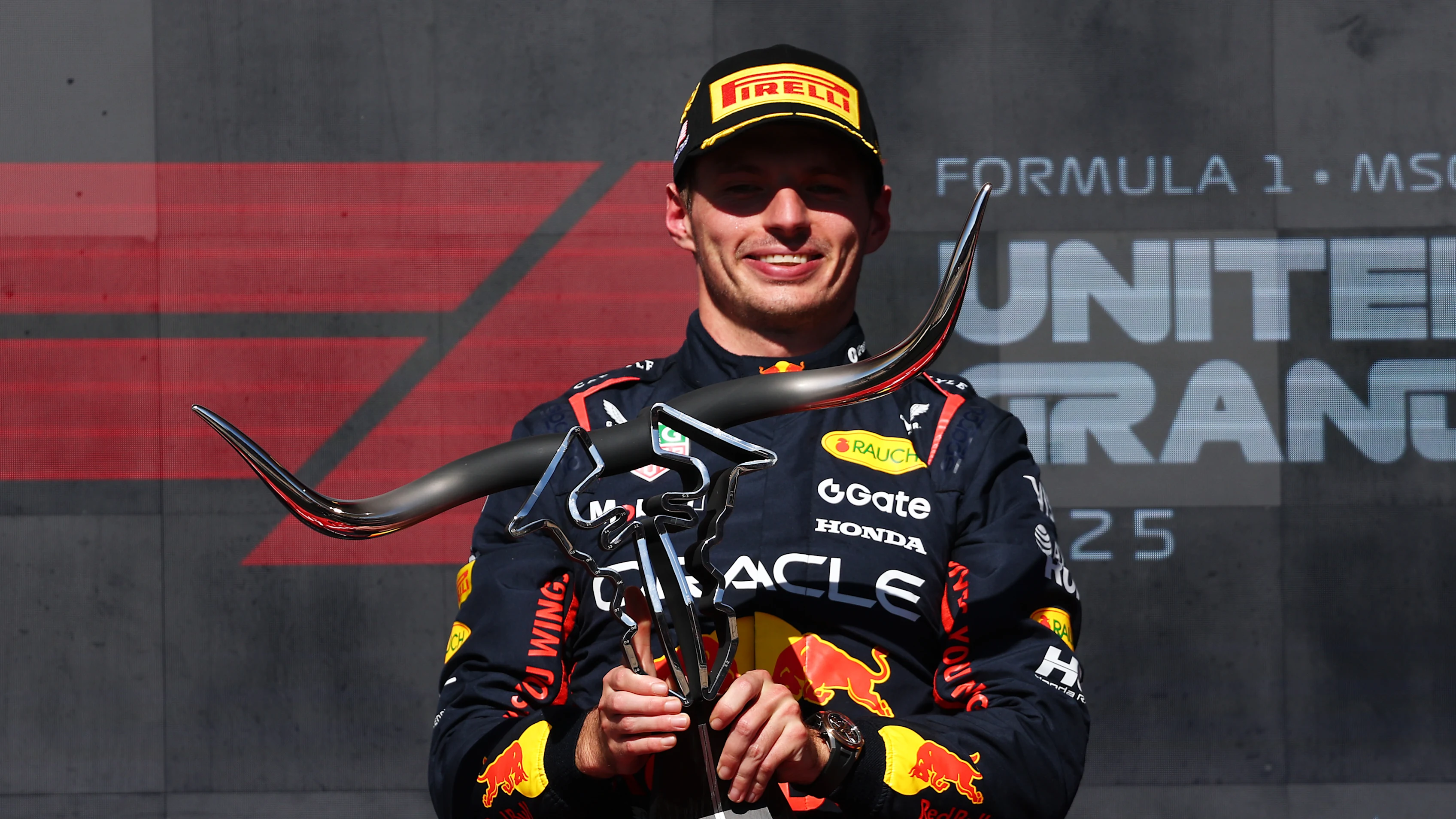 AUSTIN, TEXAS - OCTOBER 19: Race winner Max Verstappen of the Netherlands and Oracle Red Bull