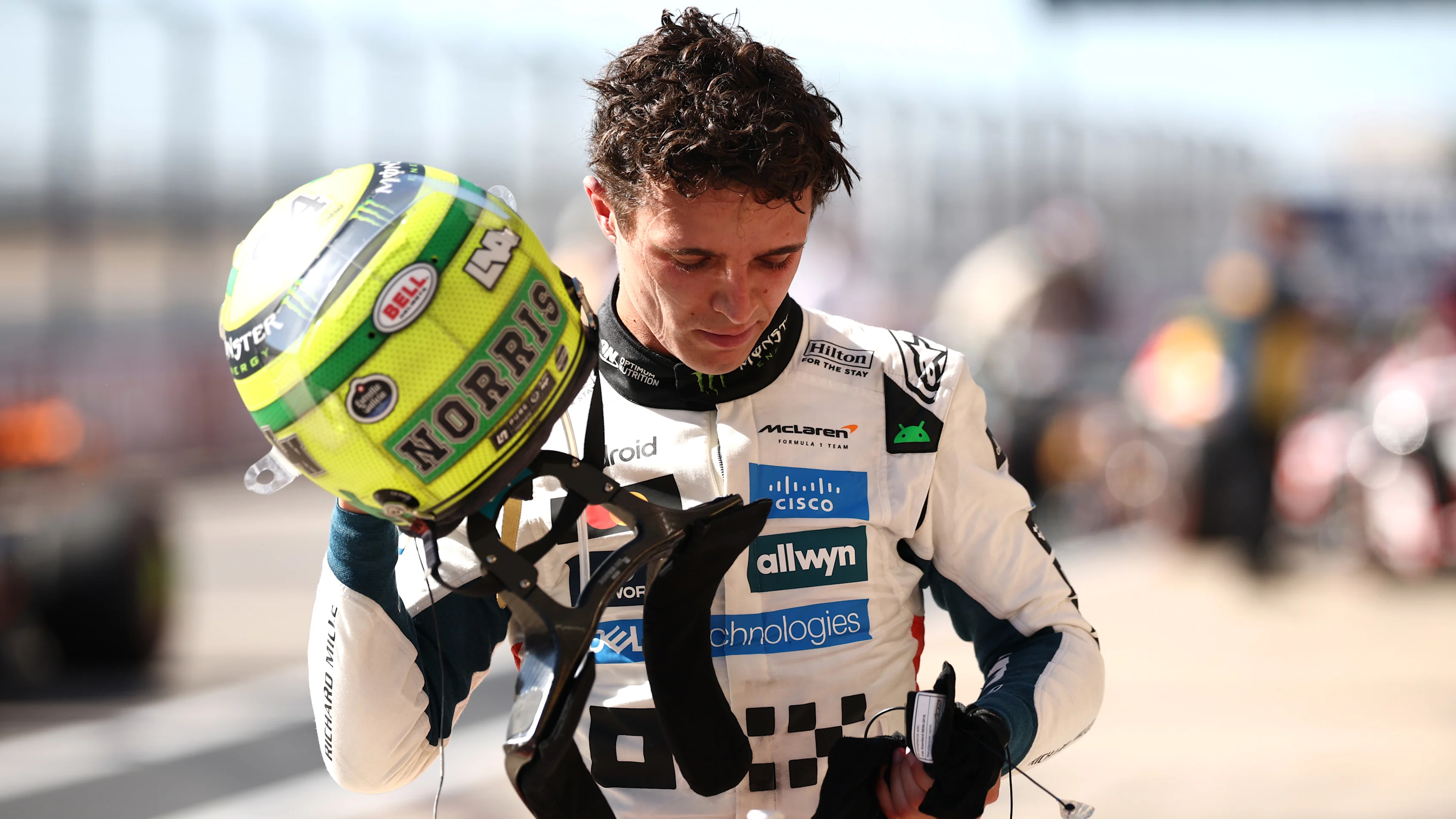 AUSTIN, TEXAS - OCTOBER 19: Second placed Lando Norris of Great Britain and McLaren in parc ferme