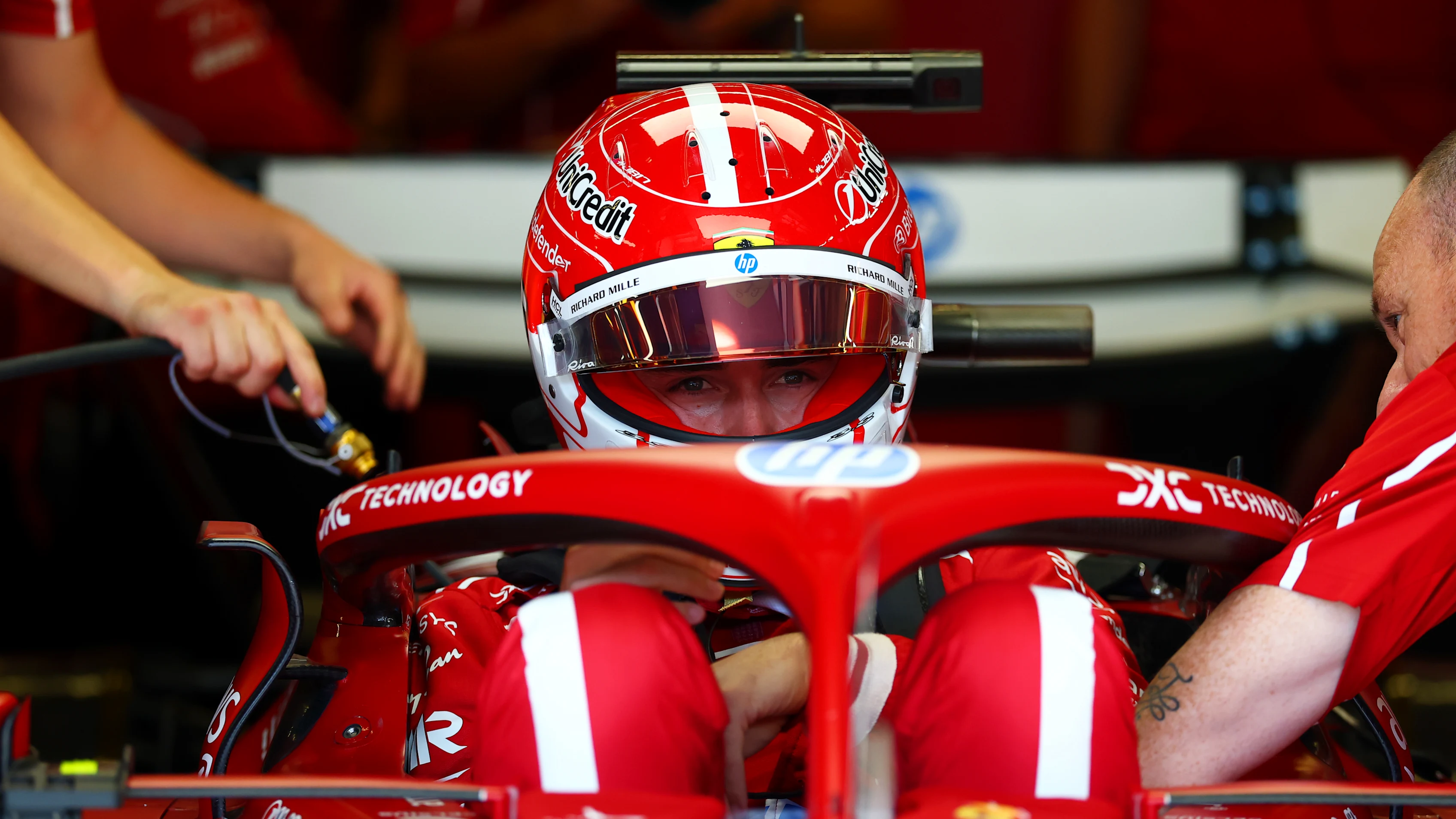 AUSTIN, TEXAS - OCTOBER 17: Charles Leclerc of Monaco and Scuderia Ferrari prepares to drive during