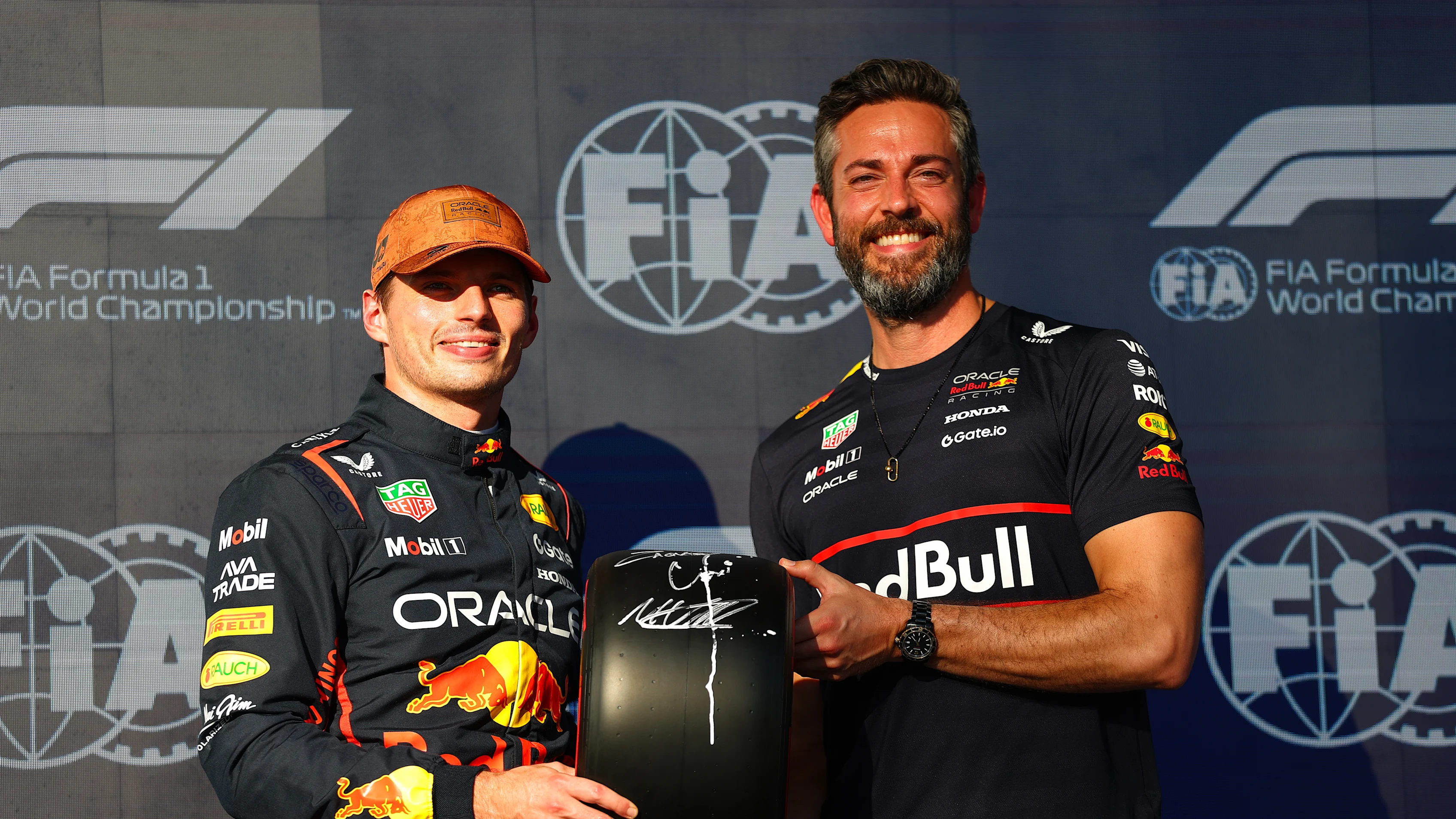 AUSTIN, TEXAS - OCTOBER 18: Pole position qualifier Max Verstappen of the Netherlands and Oracle