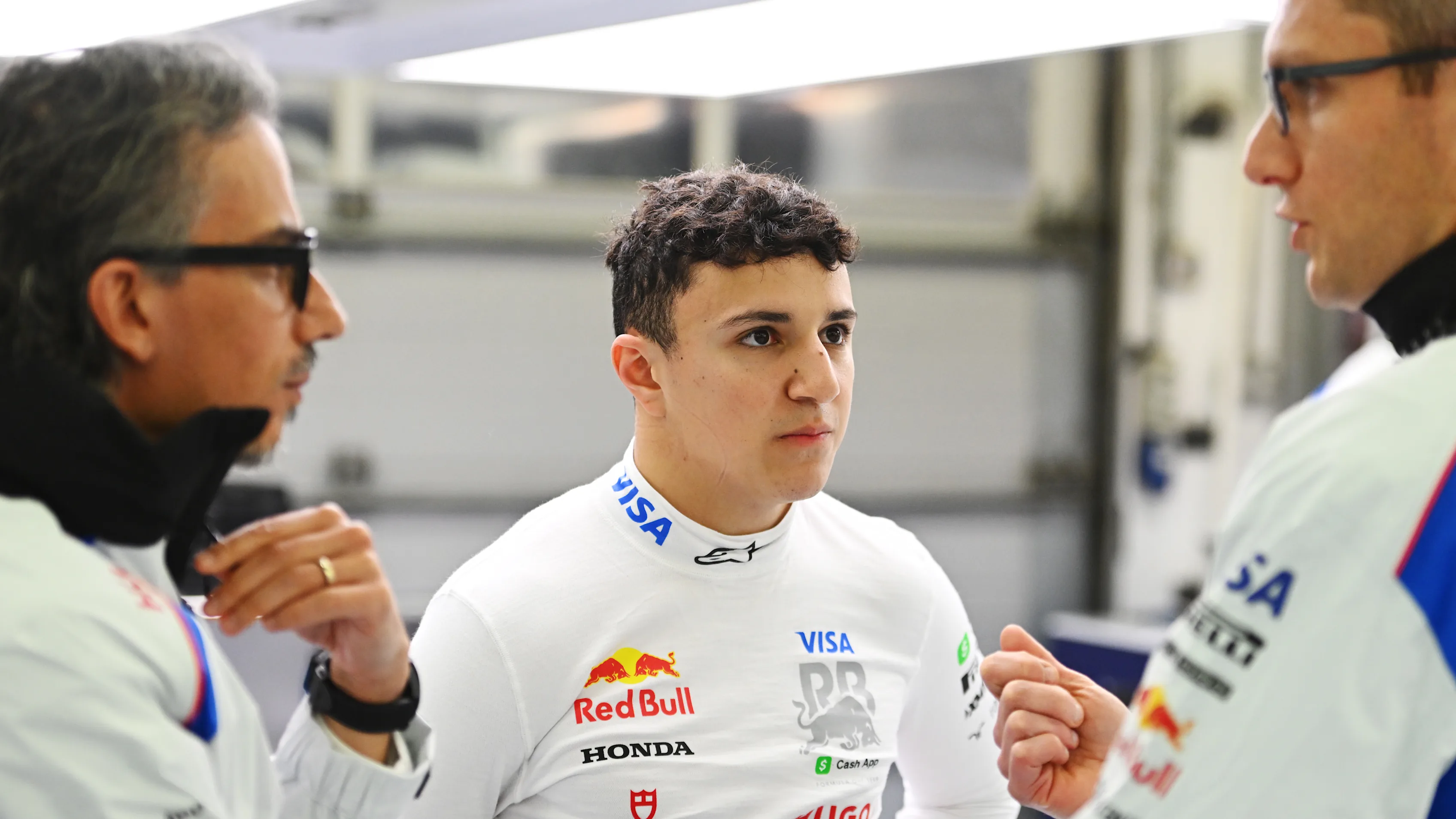 BAHRAIN, BAHRAIN - FEBRUARY 26: Isack Hadjar of France and Visa Cash App Racing Bulls with Laurent