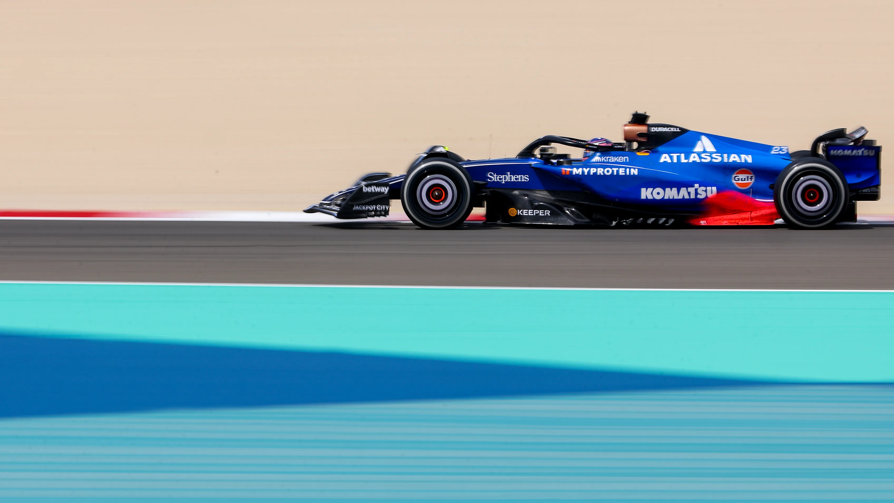 BAHRAIN, BAHRAIN - FEBRUARY 28: Alex Albon and Williams  during day three of F1 Testing at