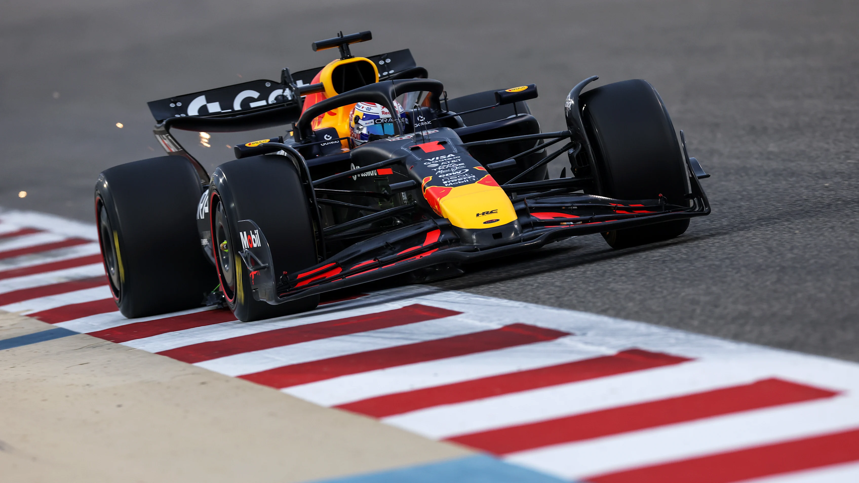 BAHRAIN, BAHRAIN - FEBRUARY 28: Max Verstappen of the Netherlands driving the (1) Oracle Red Bull