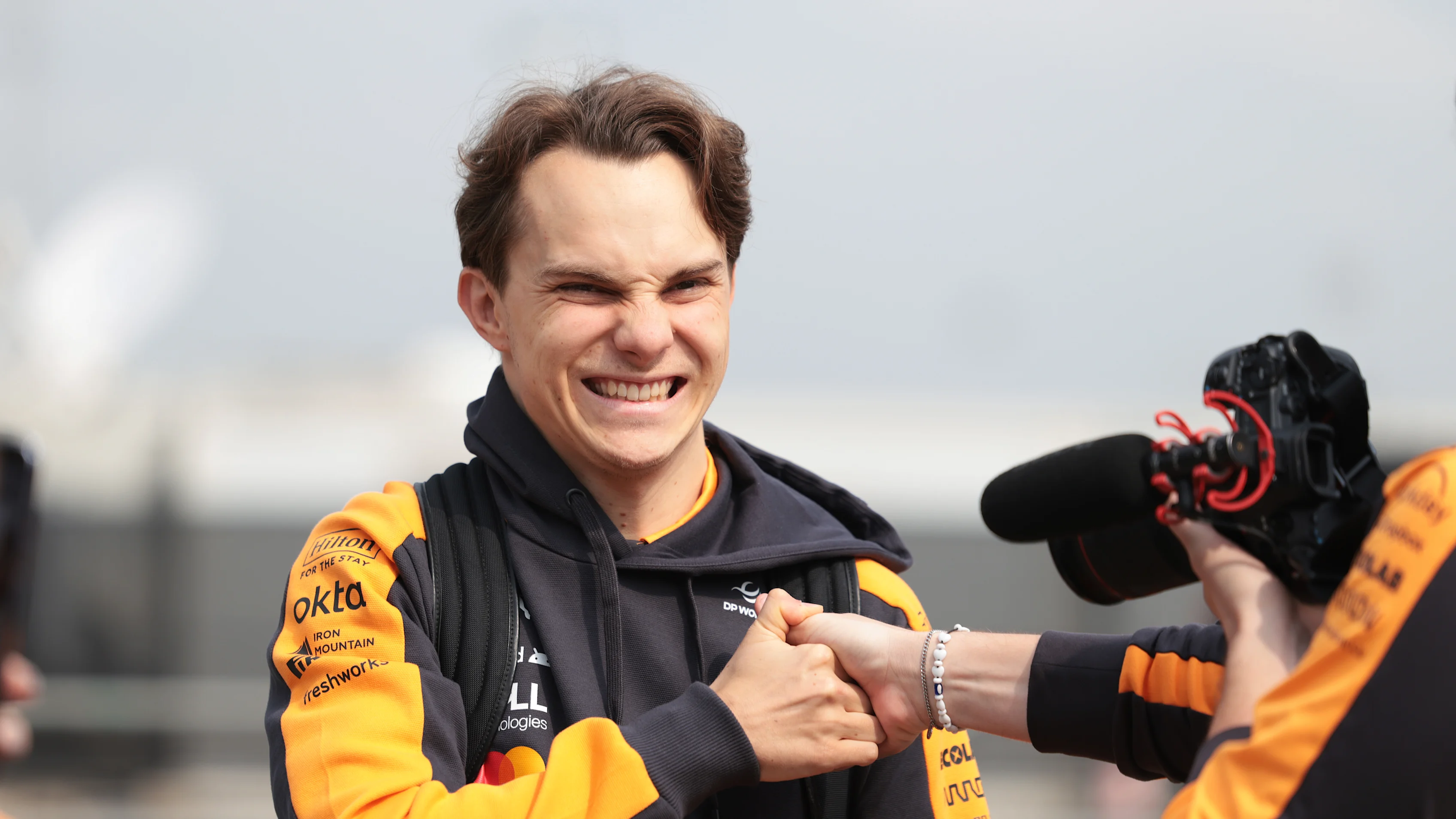 SHANGHAI, CHINA - MARCH 15: Oscar Piastri of Australia and McLaren arrives in the Paddock prior to