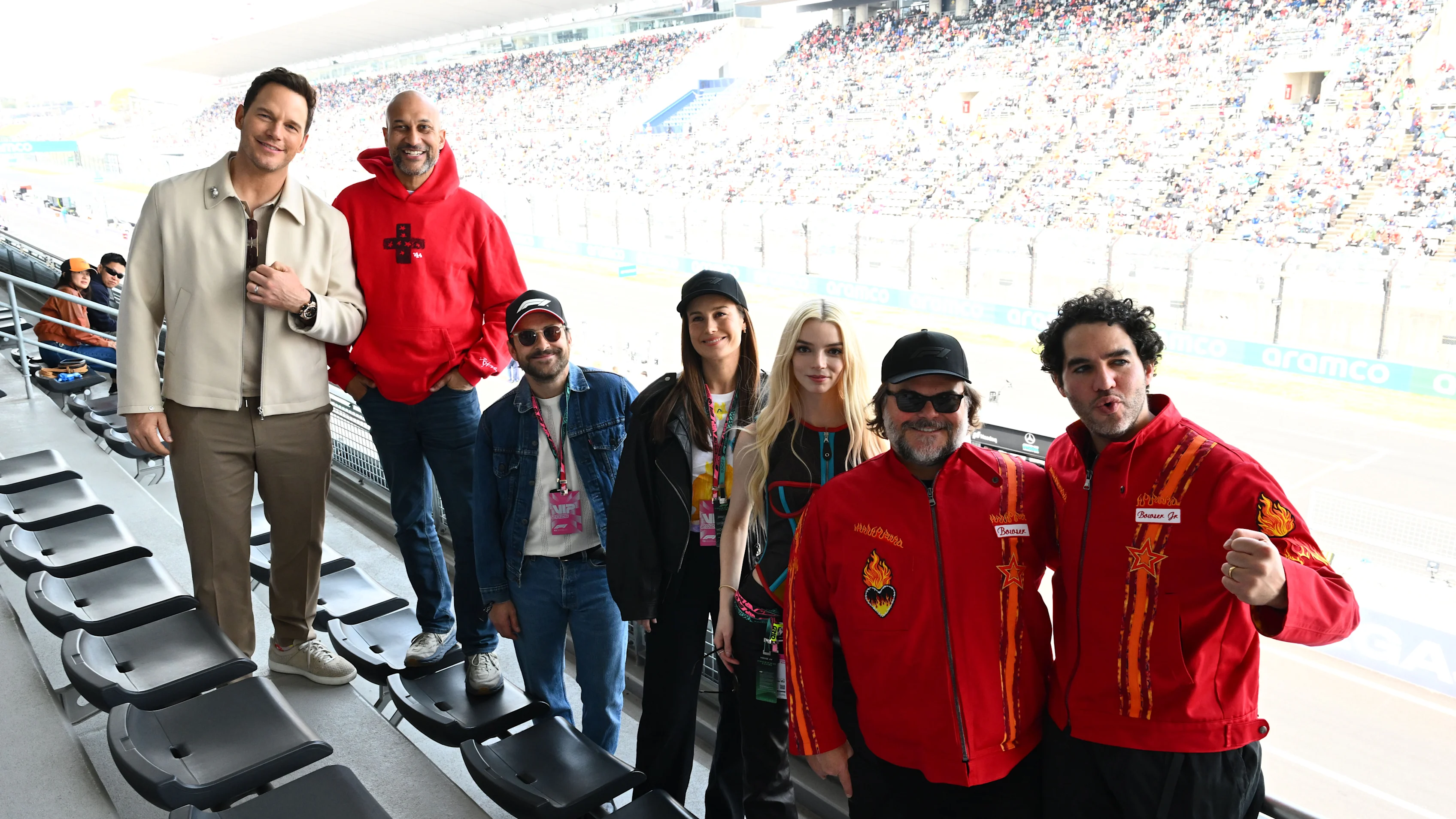 The cast of The Super Mario Galaxy Movie looked to be enjoying the festivities at the Japanese Grand Prix