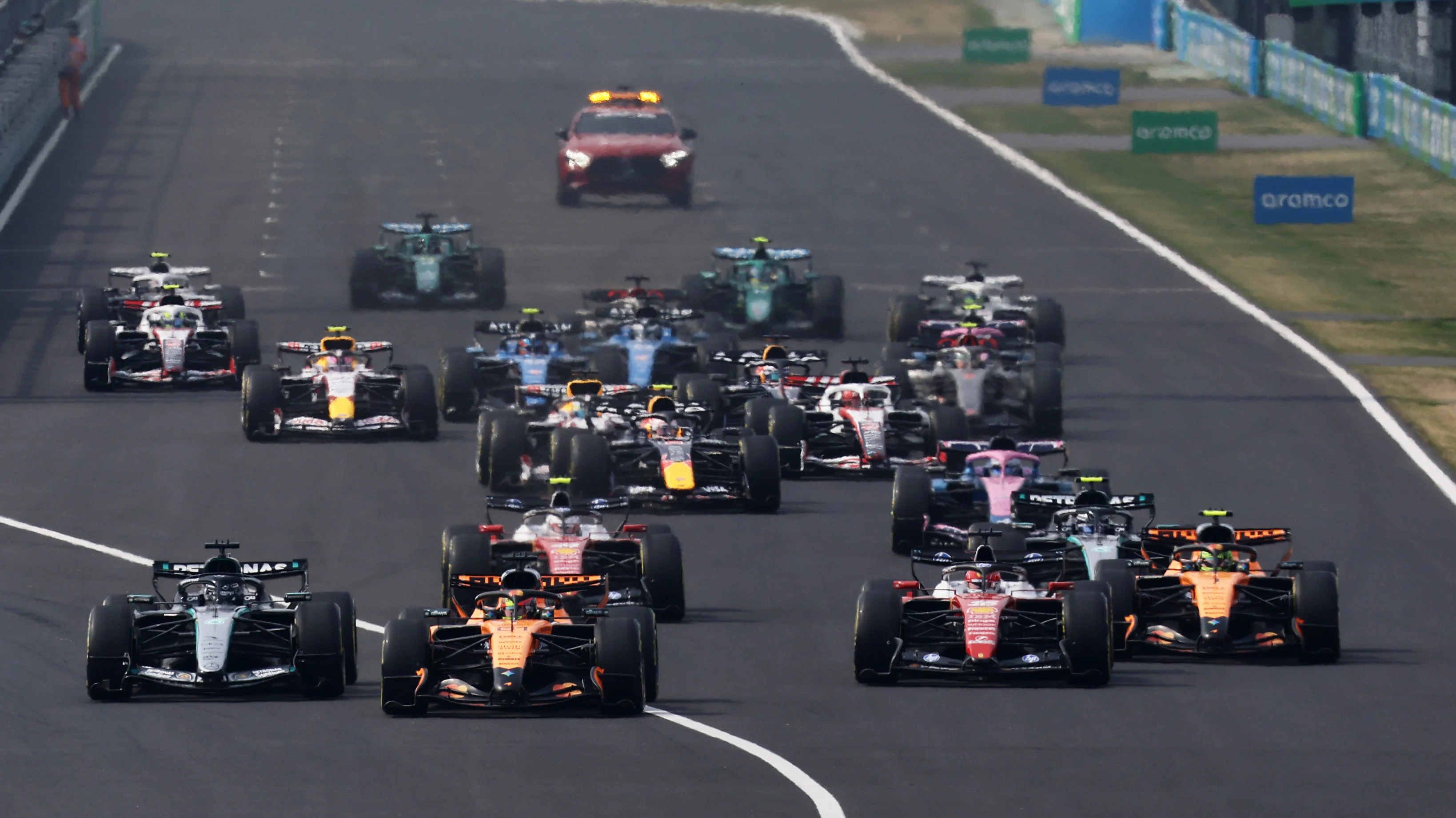 SUZUKA, JAPAN - MARCH 29: Oscar Piastri of Australia driving the (81) McLaren MCL40 Mercedes leads