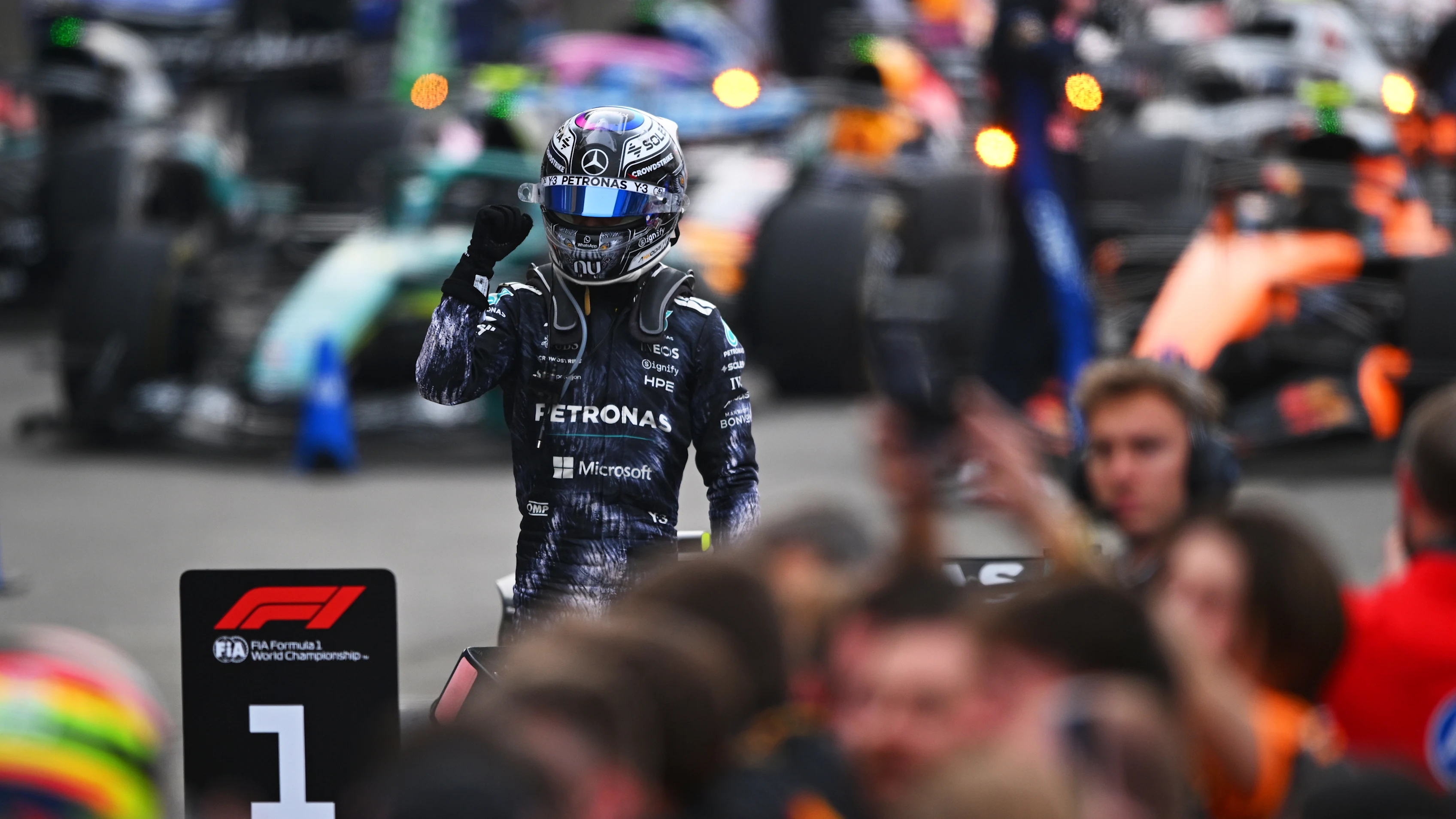 SUZUKA, JAPAN - MARCH 29: Race winner Andrea Kimi Antonelli of Italy and Mercedes AMG Petronas F1 Team celebrates on arrival in parc ferme during the F1 Grand Prix of Japan at Suzuka Circuit on March 29, 2026 in Suzuka, Japan. (Photo by Rudy Carezzevoli/Getty Images)