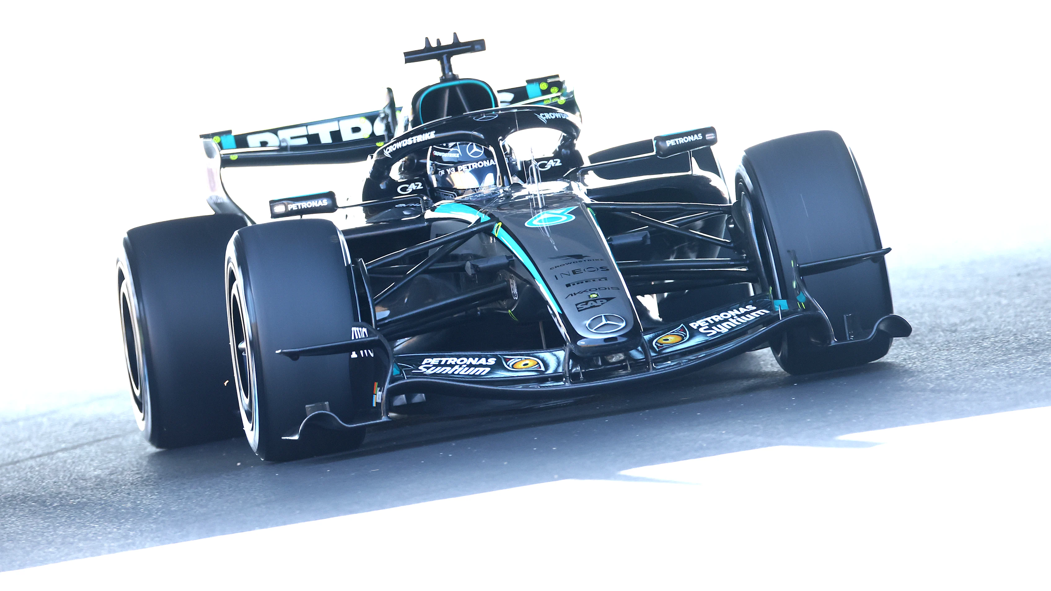 SUZUKA, JAPAN - MARCH 27: George Russell of Great Britain driving the (63) Mercedes AMG Petronas F1