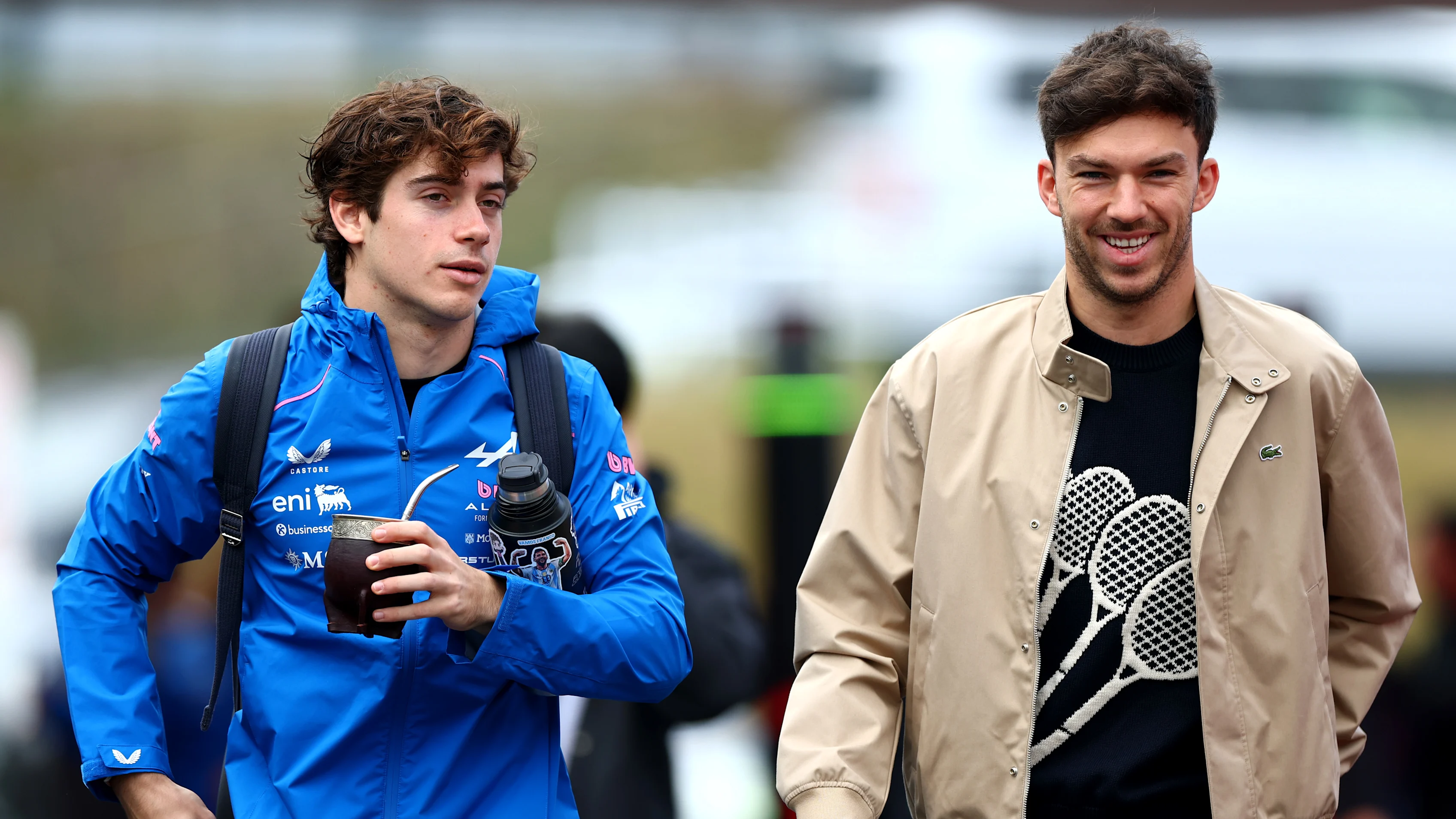 SUZUKA, JAPAN - MARCH 26: Franco Colapinto of Argentina and Alpine F1 and Pierre Gasly of France