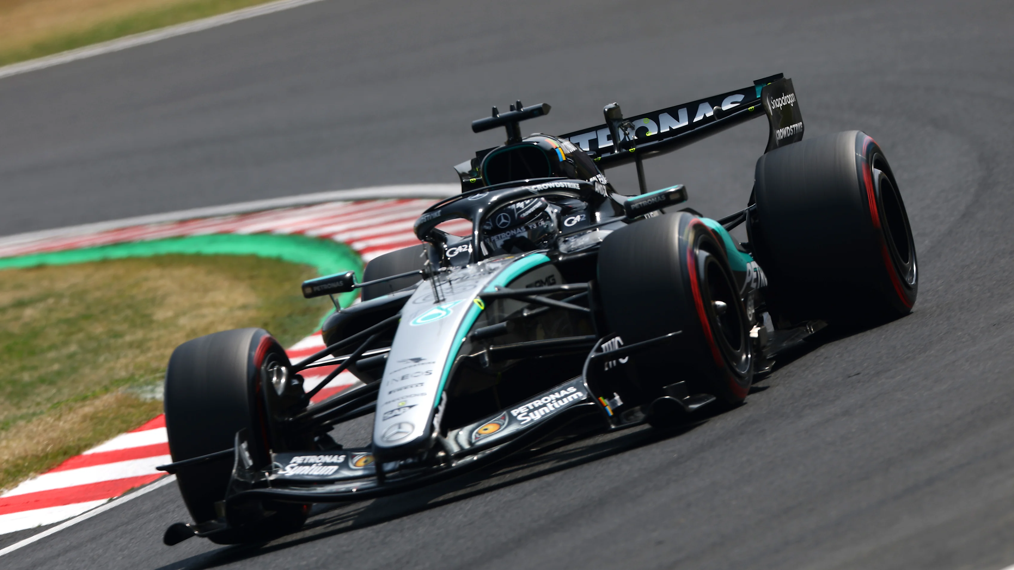 SUZUKA, JAPAN - MARCH 28: George Russell of Great Britain driving the (63) Mercedes AMG Petronas F1