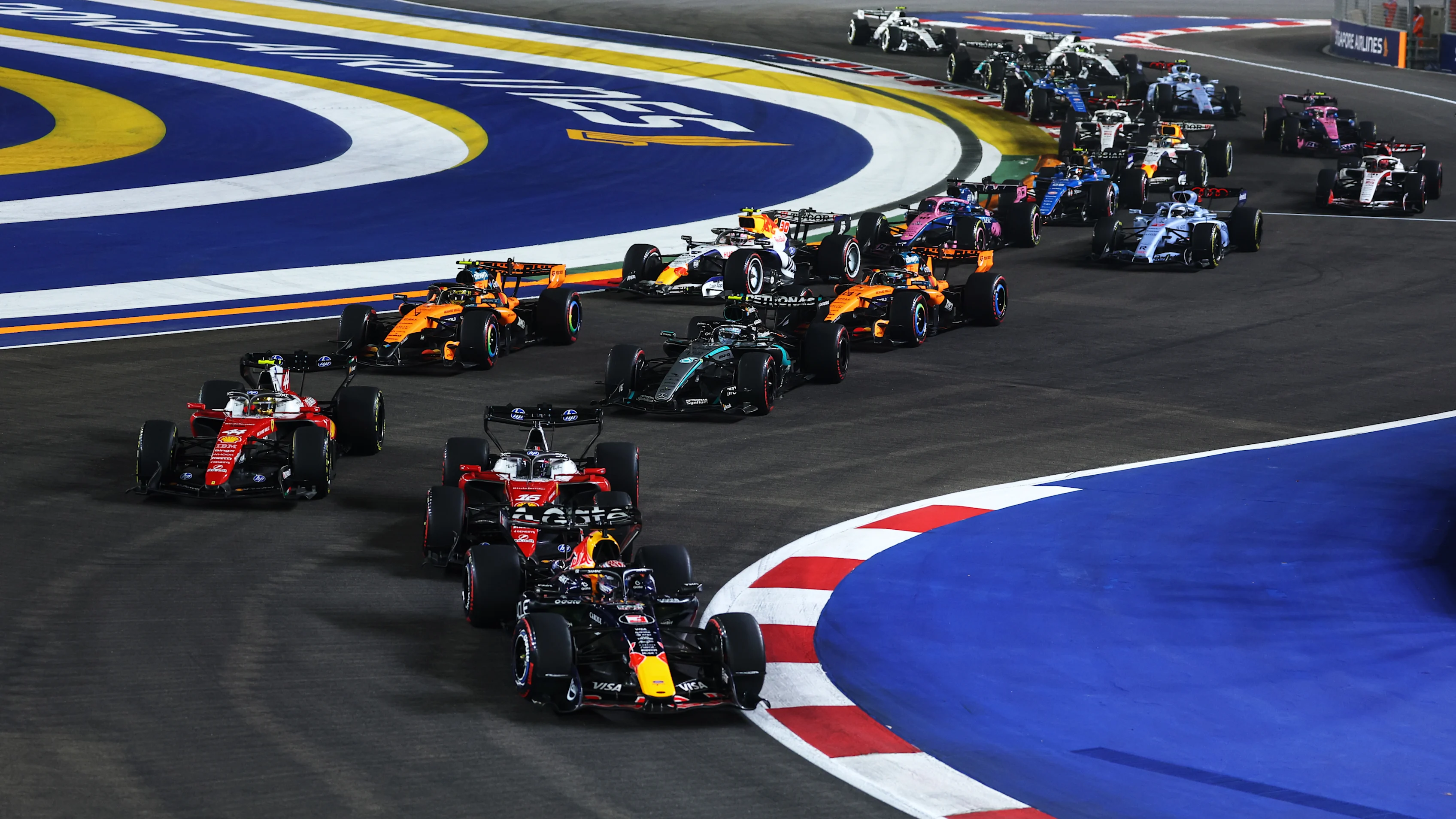 SINGAPORE, SINGAPORE - OCTOBER 11: Max Verstappen of the Netherlands driving the (3) Oracle Red