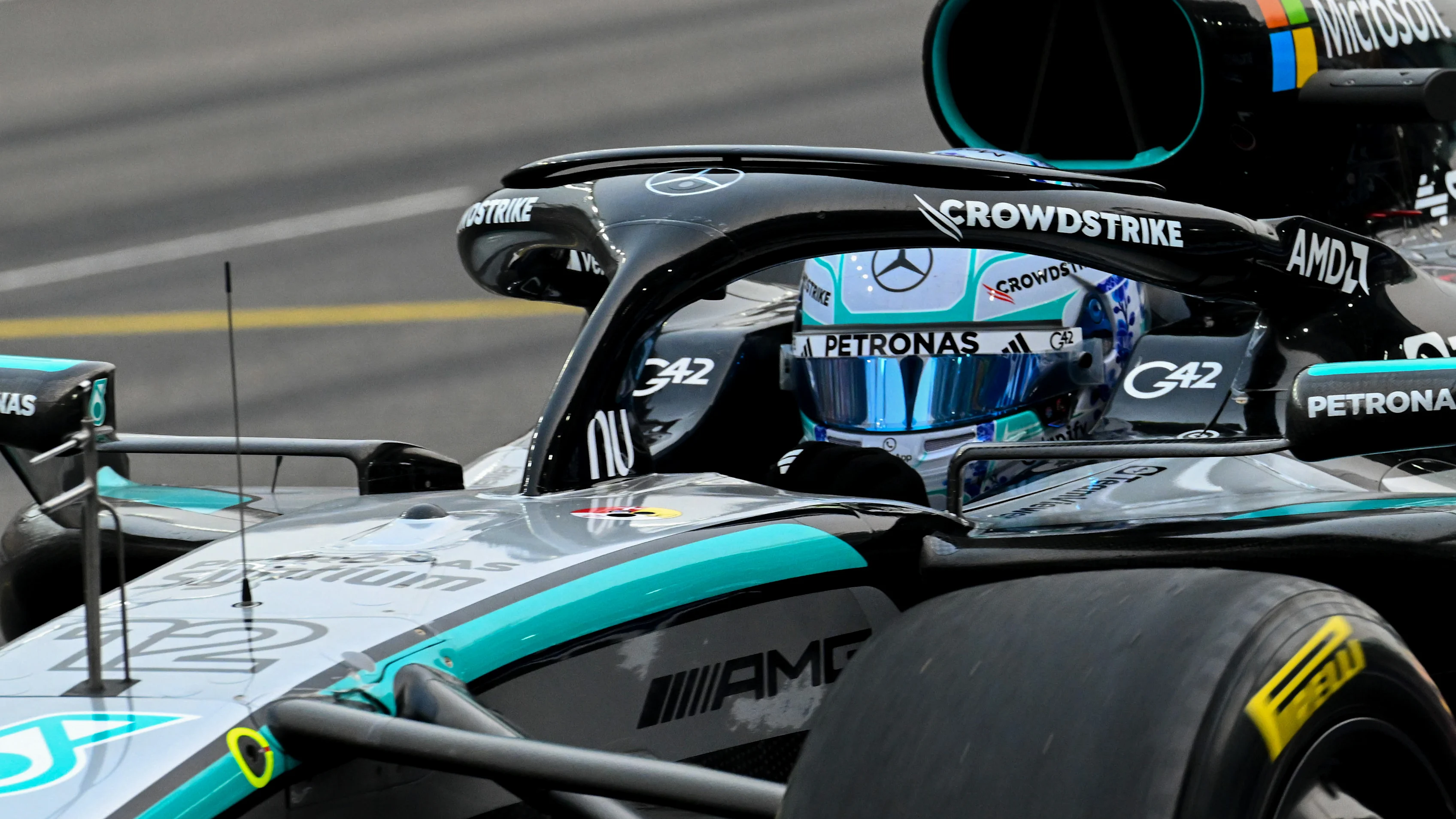 SINGAPORE, SINGAPORE - OCTOBER 09: Andrea Kimi Antonelli of Italy driving the (12) Mercedes AMG