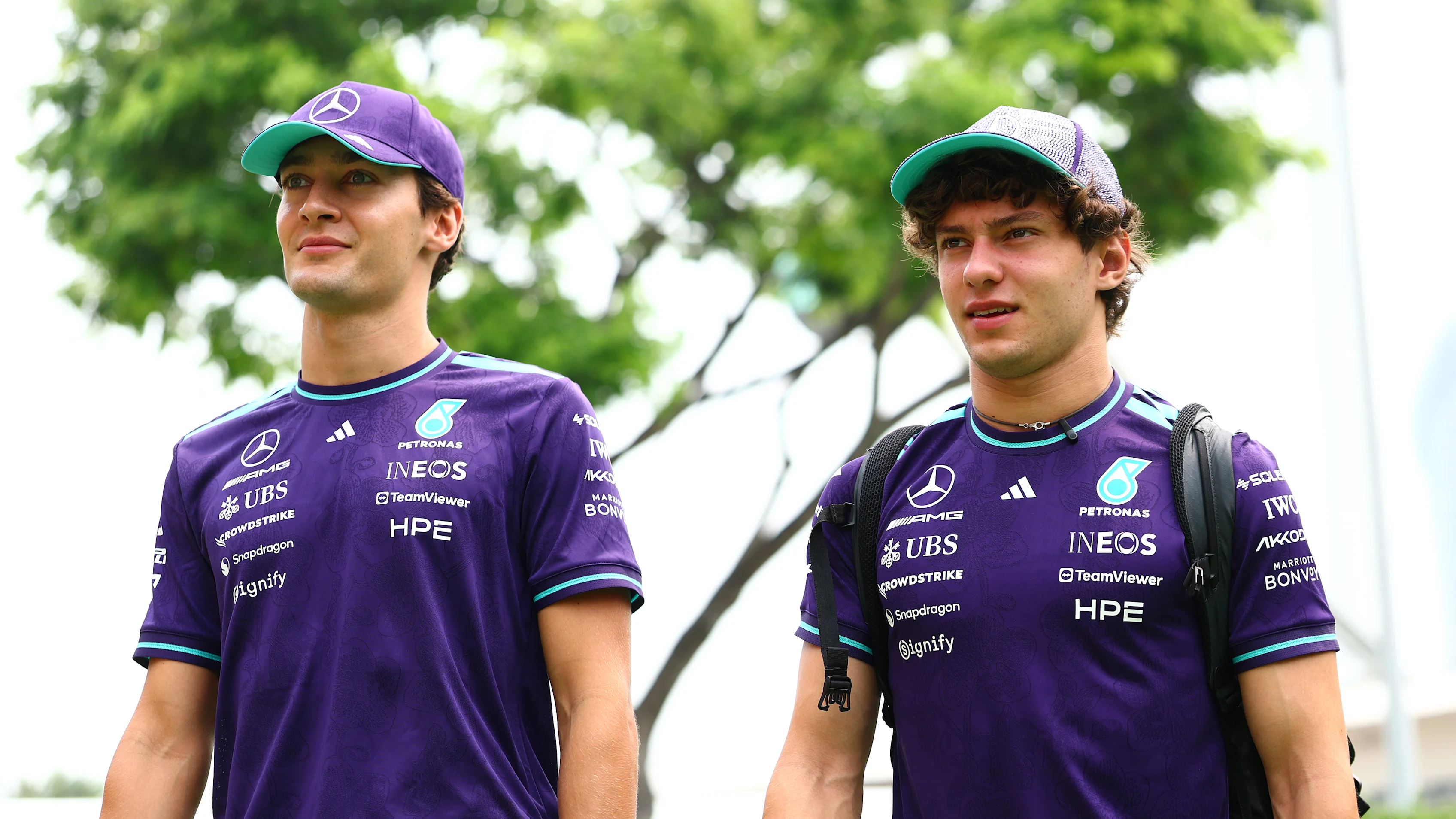 SINGAPORE, SINGAPORE - OCTOBER 08: George Russell of Great Britain and Mercedes AMG Petronas F1