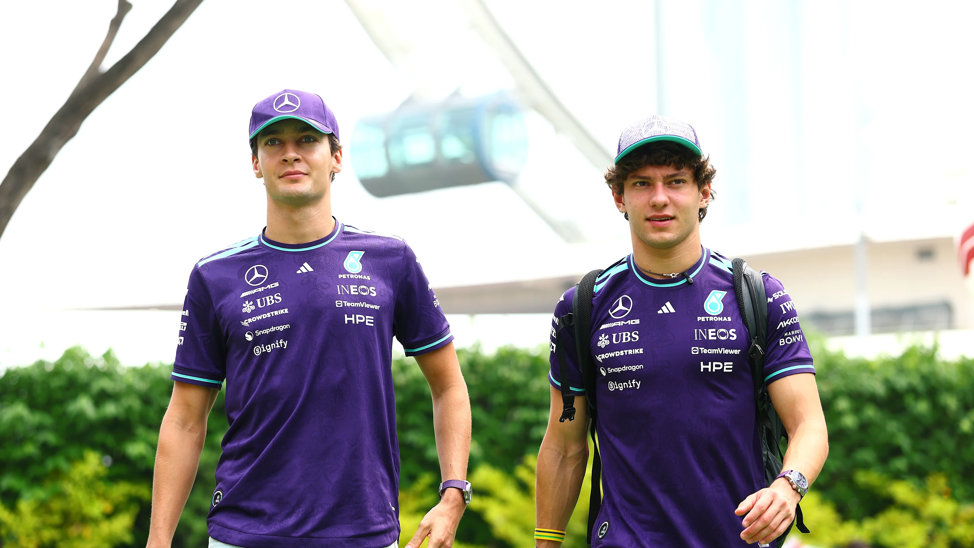 SINGAPORE, SINGAPORE - OCTOBER 08: George Russell of Great Britain and Mercedes AMG Petronas F1