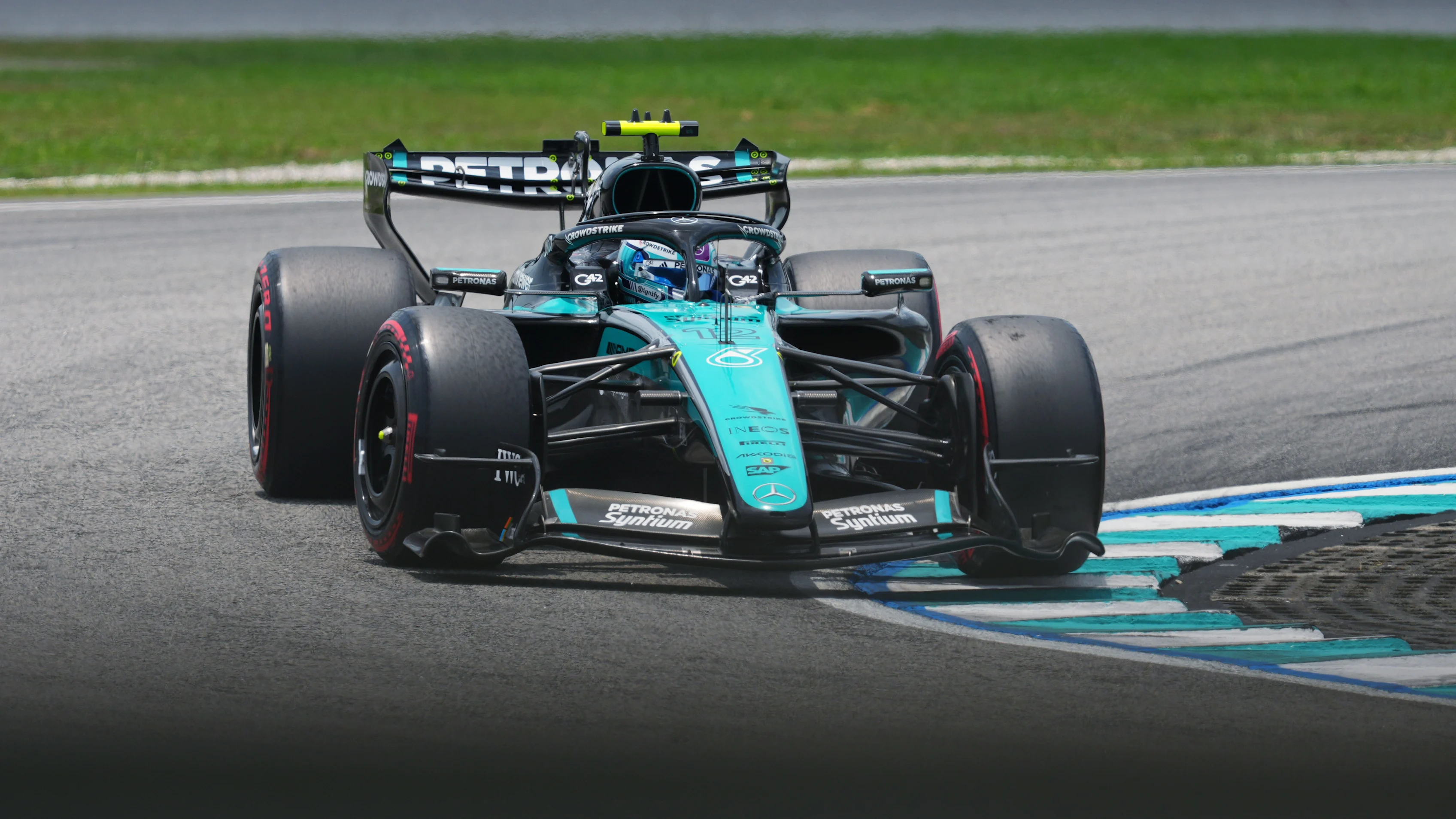 KUALA LUMPUR, MALAYSIA - OCTOBER 03: Andrea Kimi Antonelli of Italy driving the (12) Mercedes AMG