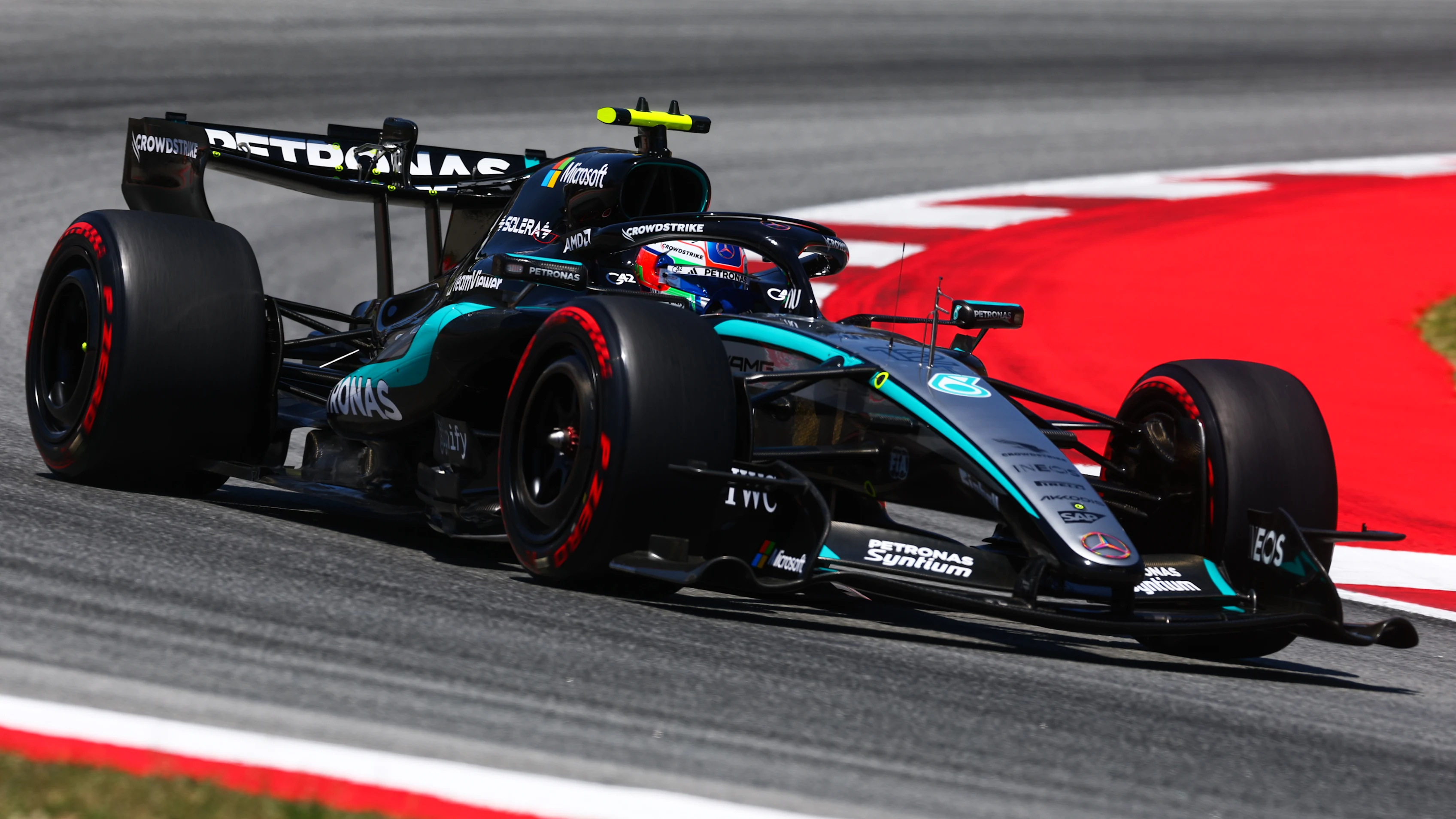 BARCELONA, SPAIN - JUNE 13: Andrea Kimi Antonelli of Italy driving the (12) Mercedes AMG Petronas