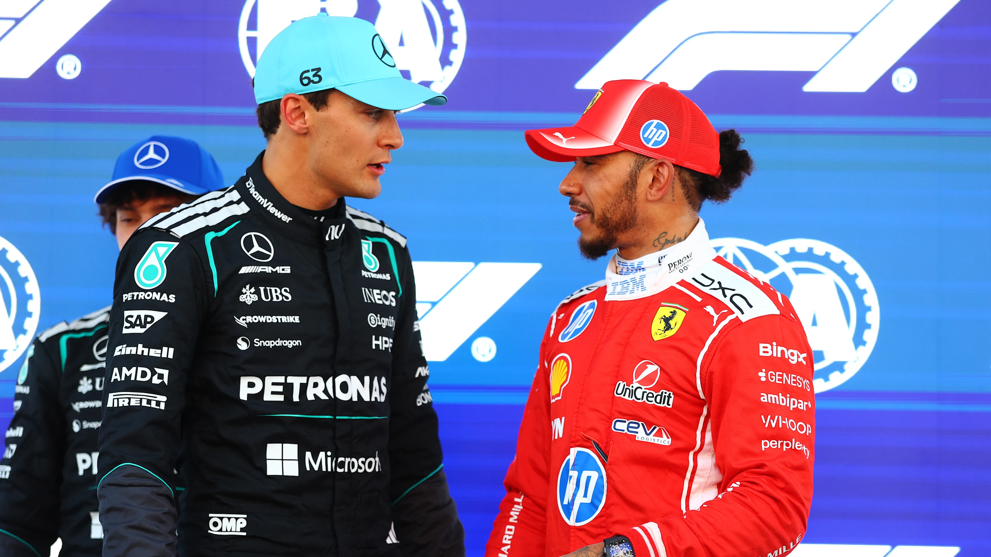BARCELONA, SPAIN - JUNE 13: Pole position qualifier George Russell of Great Britain and Mercedes
