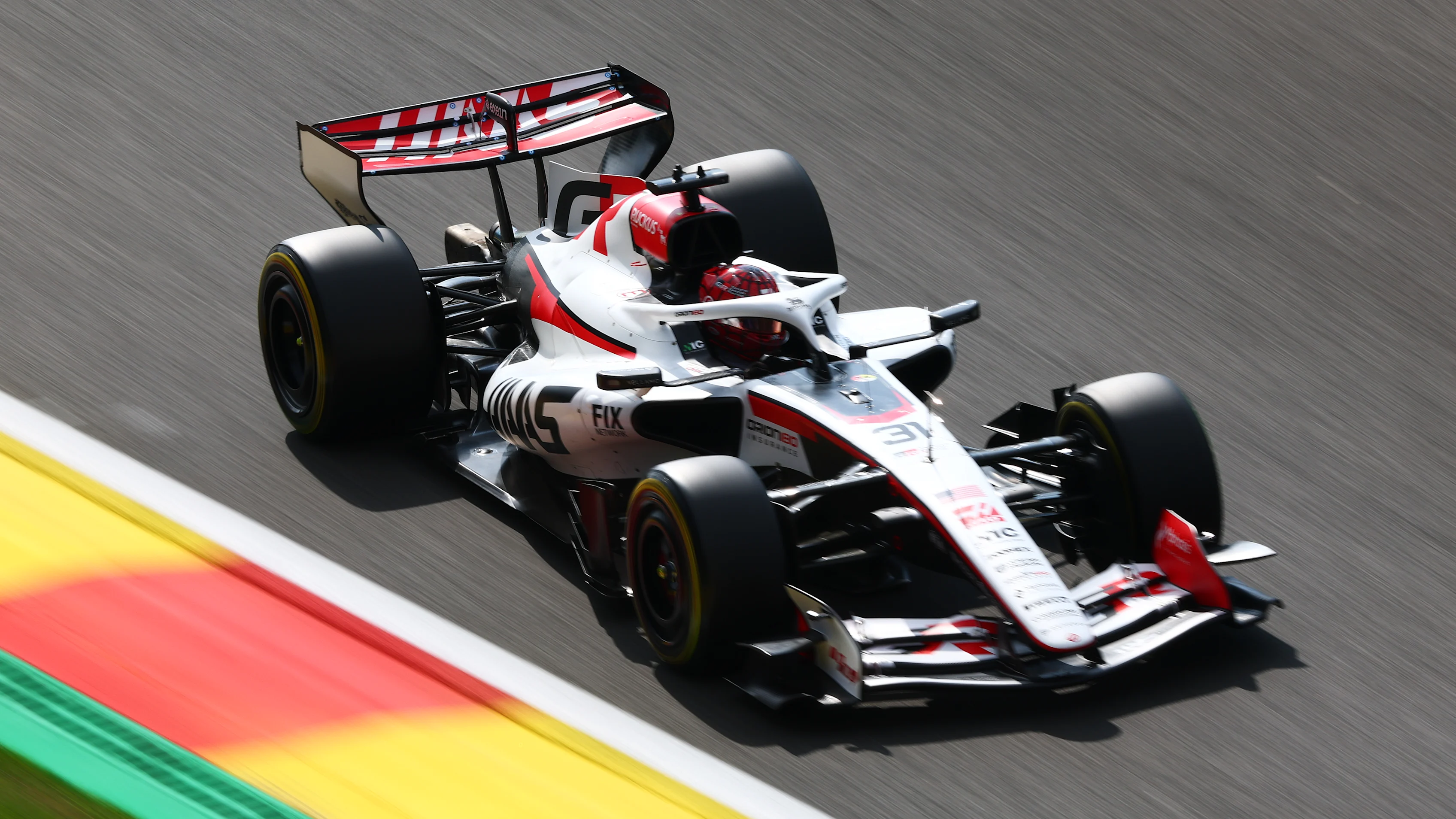 SPA, BELGIUM - JULY 17: Esteban Ocon of France driving the (31) Haas F1 VF-26 Ferrari on track