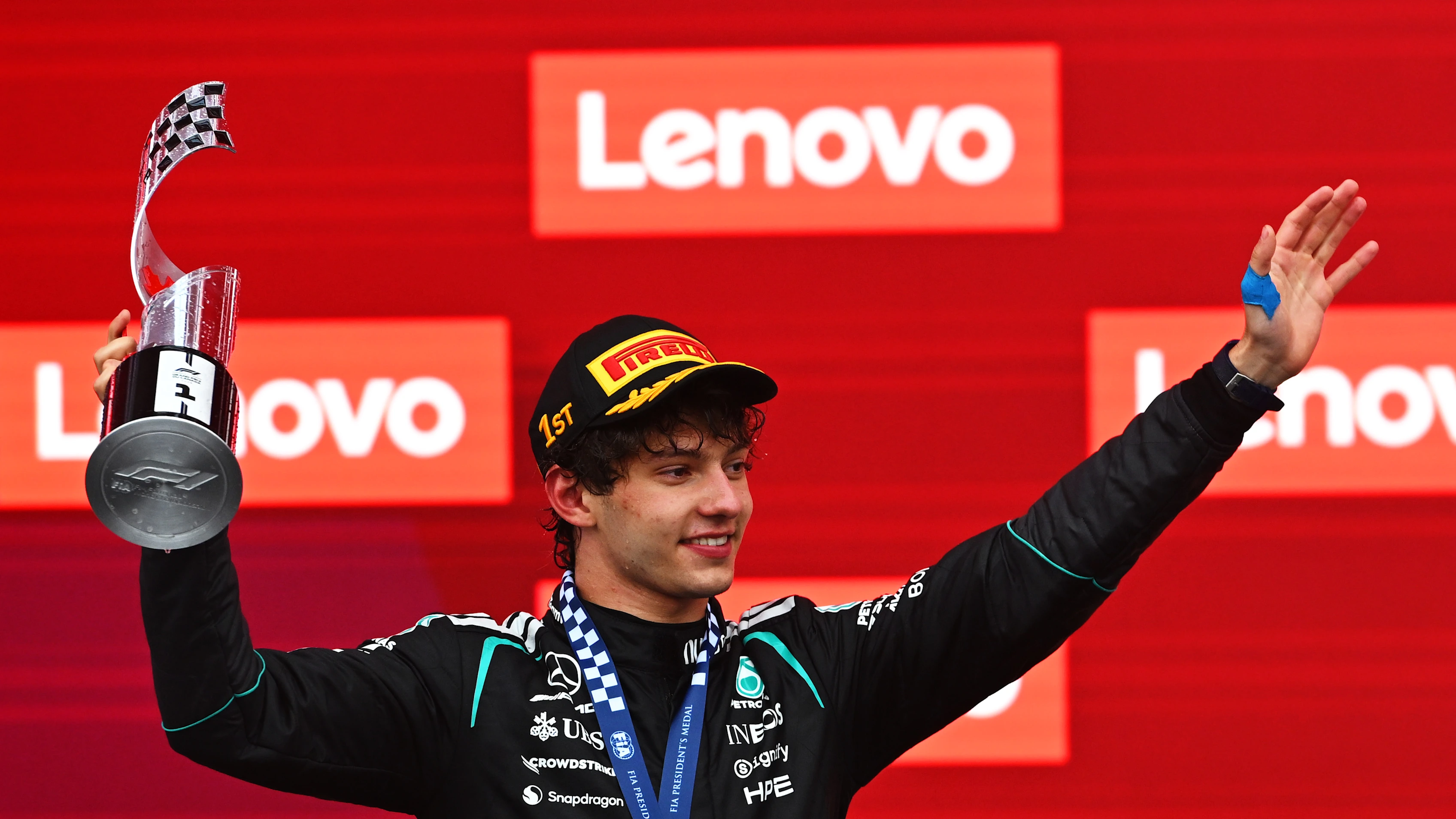 MONTREAL, QUEBEC - MAY 24: Race winner Andrea Kimi Antonelli of Italy and Mercedes AMG Petronas F1