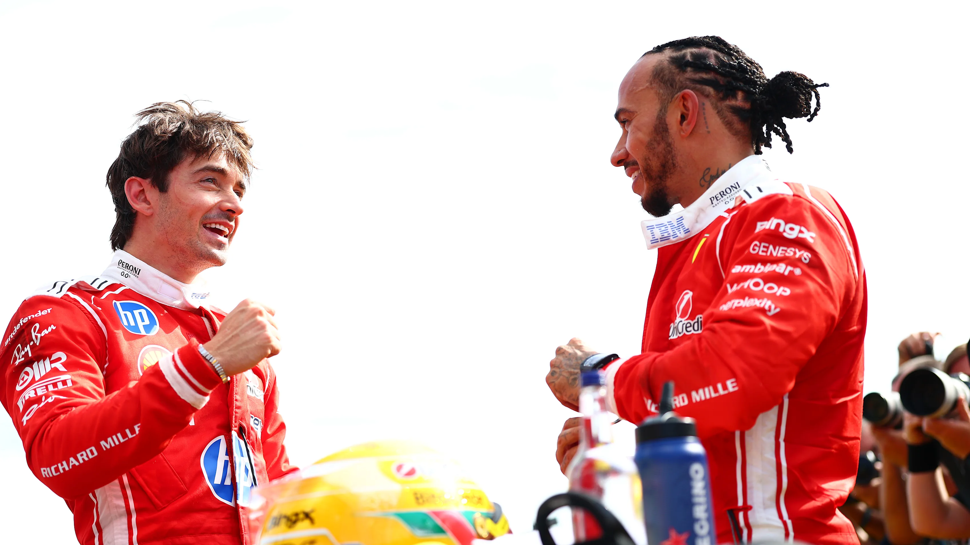 NORTHAMPTON, ENGLAND - JULY 05: Race winner Charles Leclerc of Monaco and Scuderia Ferrari and