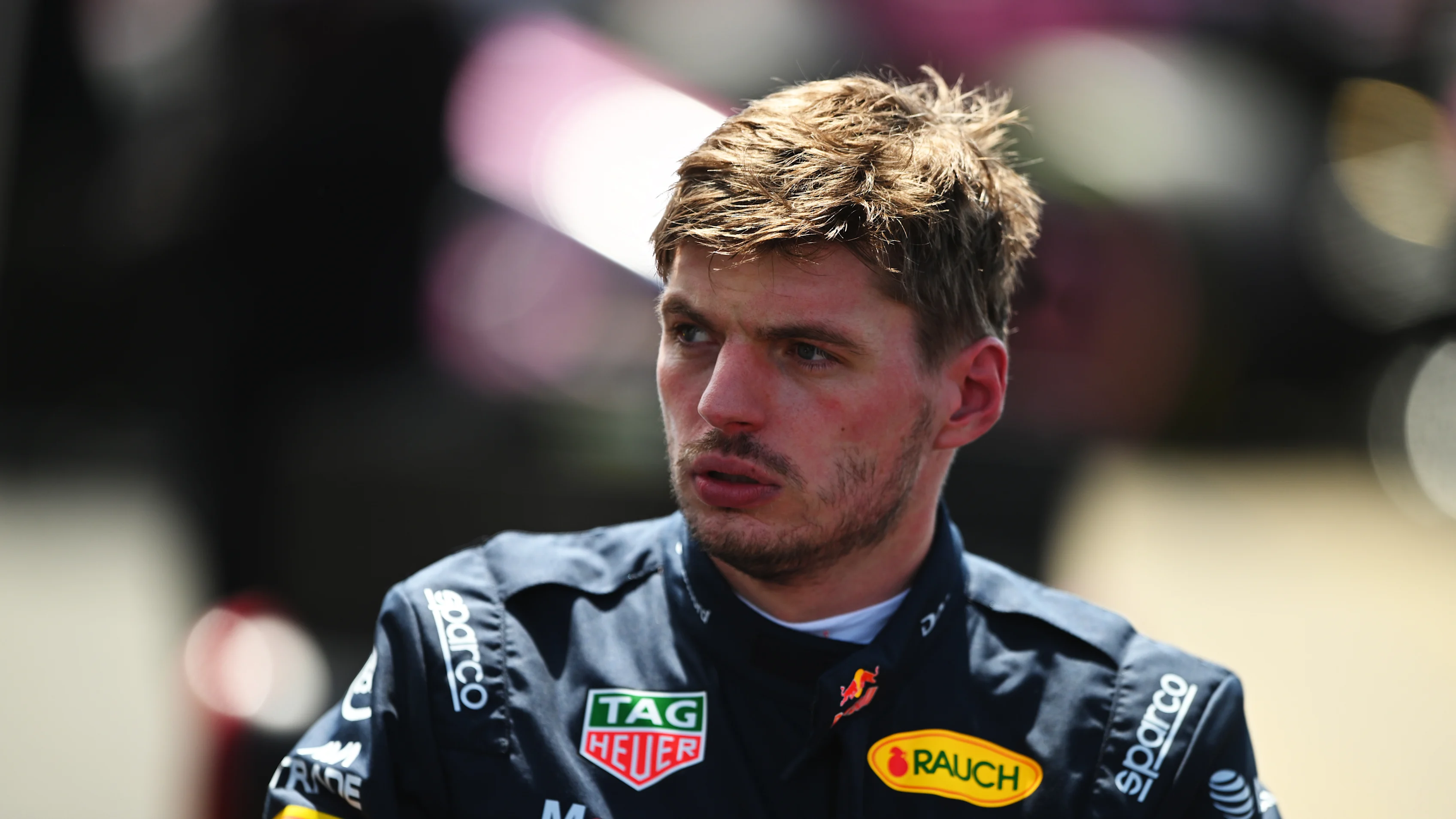 NORTHAMPTON, ENGLAND - JULY 04: Max Verstappen of the Netherlands and Oracle Red Bull Racing looks