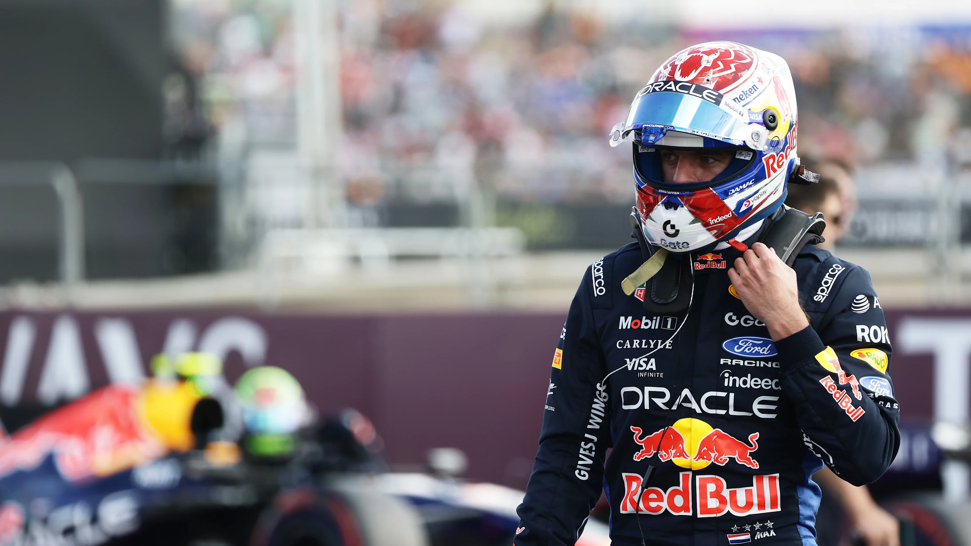 NORTHAMPTON, ENGLAND - JULY 04: Seventh placed qualifier Max Verstappen of the Netherlands and