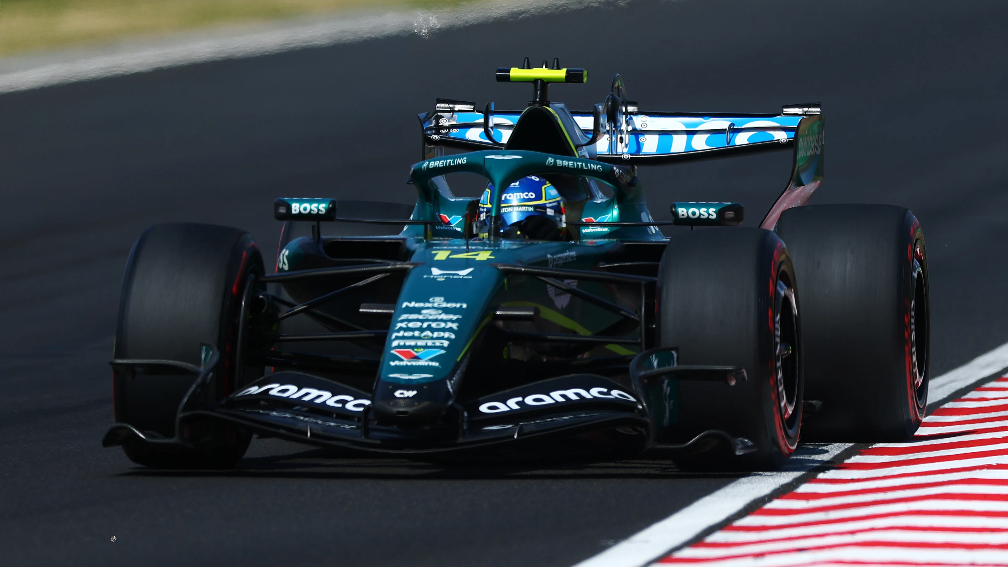 BUDAPEST, HUNGARY - JULY 26: Fernando Alonso of Spain driving the (14) Aston Martin F1 Team AMR26