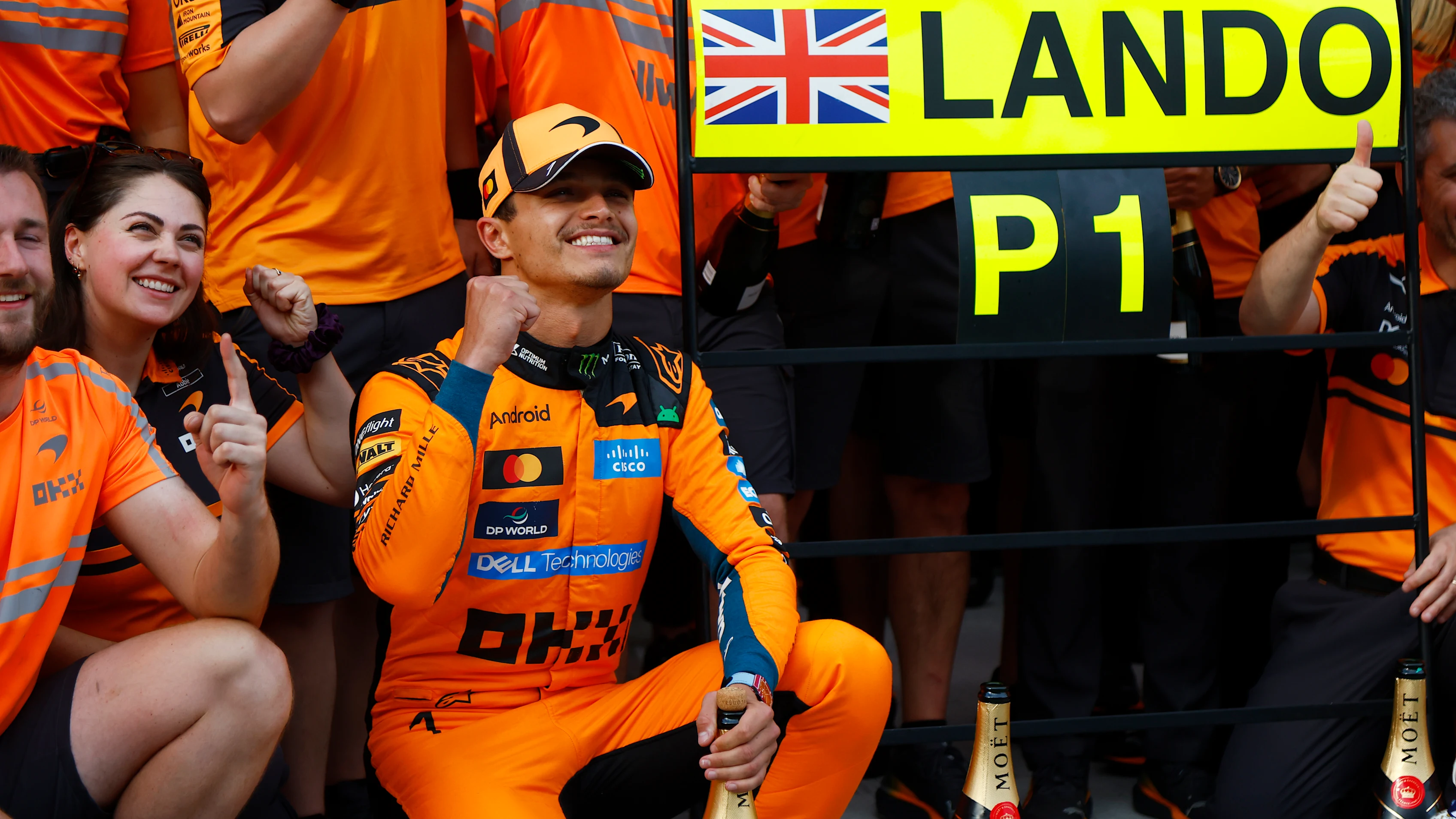 BUDAPEST, HUNGARY - JULY 26: Race winner Lando Norris of Great Britain and McLaren celebrates with