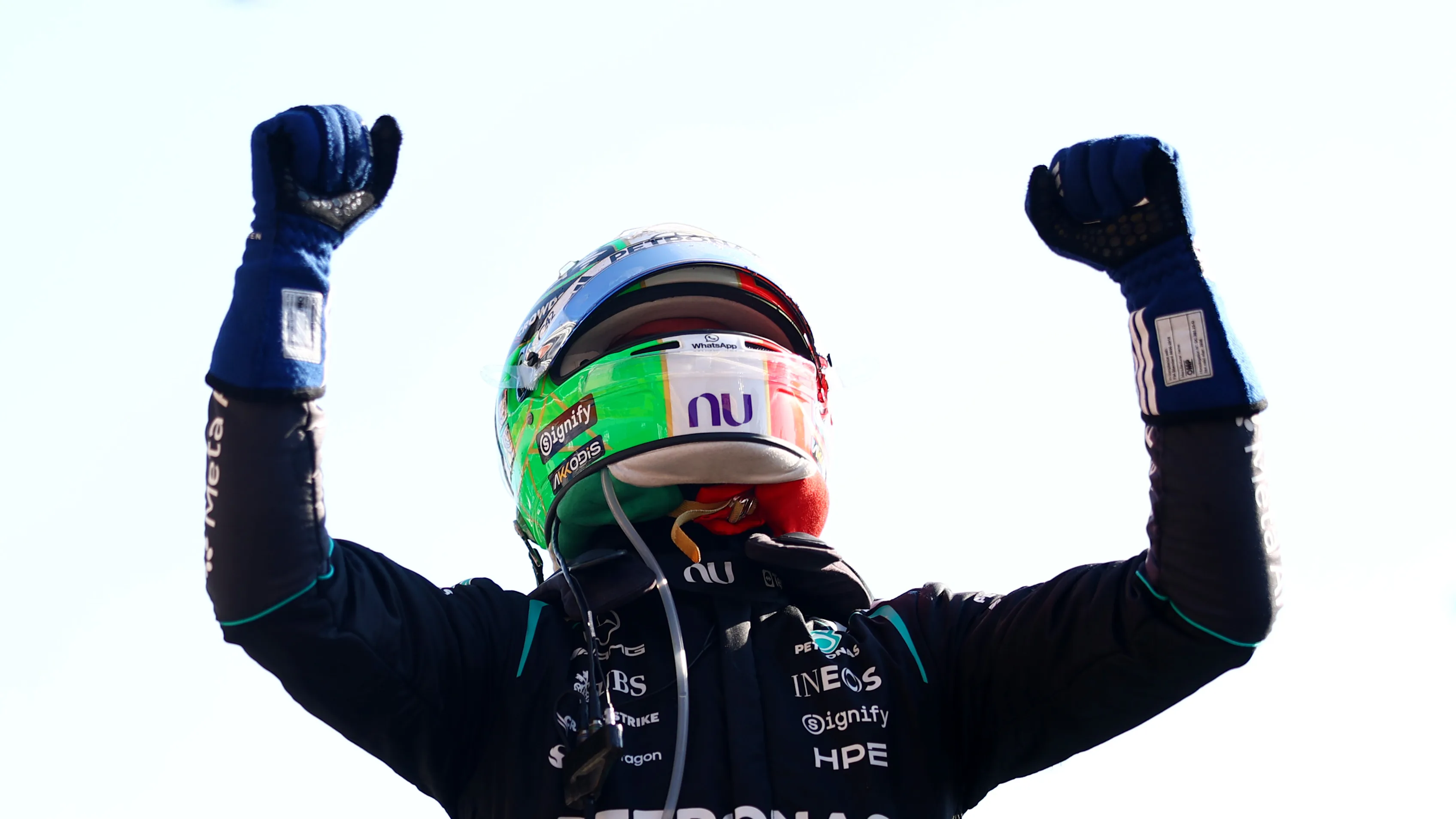 MONZA, ITALY - SEPTEMBER 06: Race winner Andrea Kimi Antonelli of Italy and Mercedes AMG Petronas