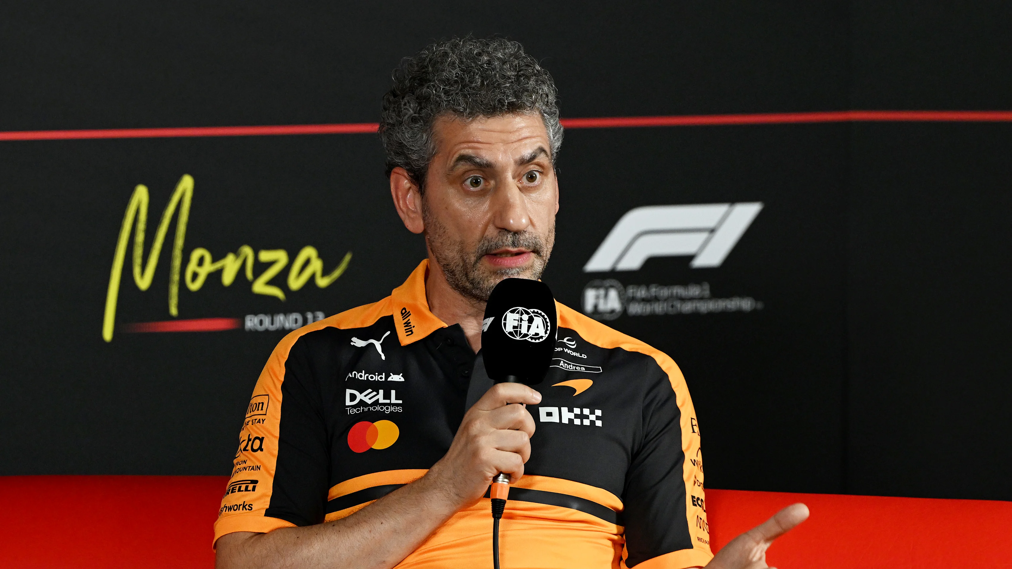 MONZA, ITALY - SEPTEMBER 04: Andrea Stella, Team Principal of McLaren in the Team Principals Press